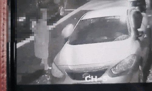 [영상] '음식물 쓰레기통' 던지고…
