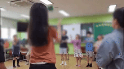 콩주머니 던지기 활동 모습./제공=전국교직원노동조합