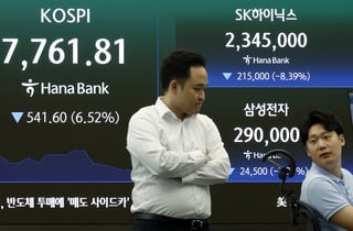 코스피, 장 초반 7800선까지 밀려…미국발 한파에 삼성전자 7%↓