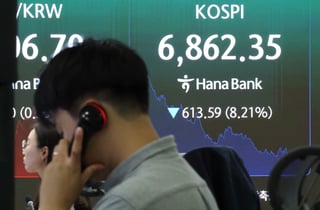 [티타임]6880선 코스피, 하이닉스 13% 뚝…매도 사이드카→서킷 브레이커