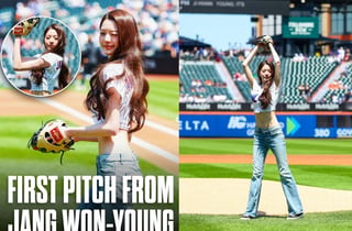 "뉴욕 메츠 승리 요정 됐다"…'MLB 시구' 장원영, 마운드 빛낸 바비인형
