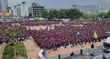 민주노총 전국플랜트건설노조 울산지부 조합원들이 지난달 19일 울산 태화강역 광장에서 파업과 관련한 찬반투표에 앞서 구호를 외치고 있다./사진=뉴스