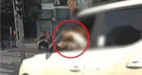 한 여성이 운전 중 도로에서 창밖으로 머리를 내밀고 머리카락을 자르는 모습이 포착돼 논란이 일었다. 사진은 서울 한 도로 위에서 머리카락을 자르는 여성의 모습. /사진=JTBC '사건반장' 캡처 