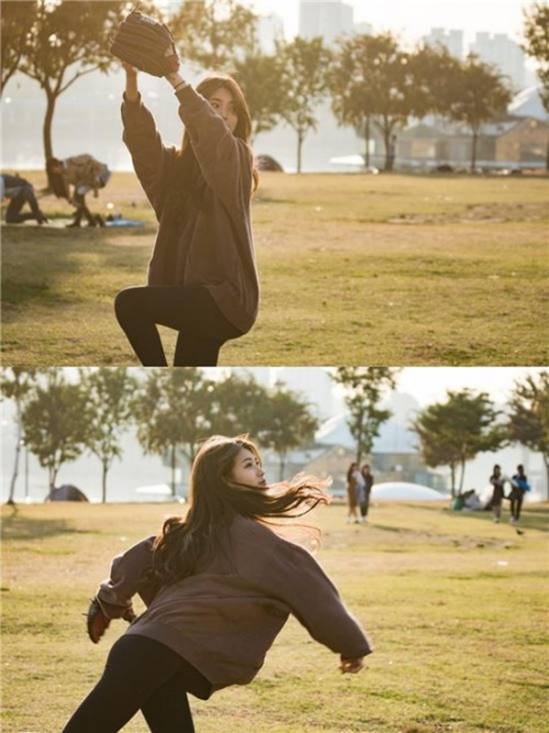 수지 시구, '한국시리즈 4차전' 연습 인증샷… "CF 한 장면인줄"