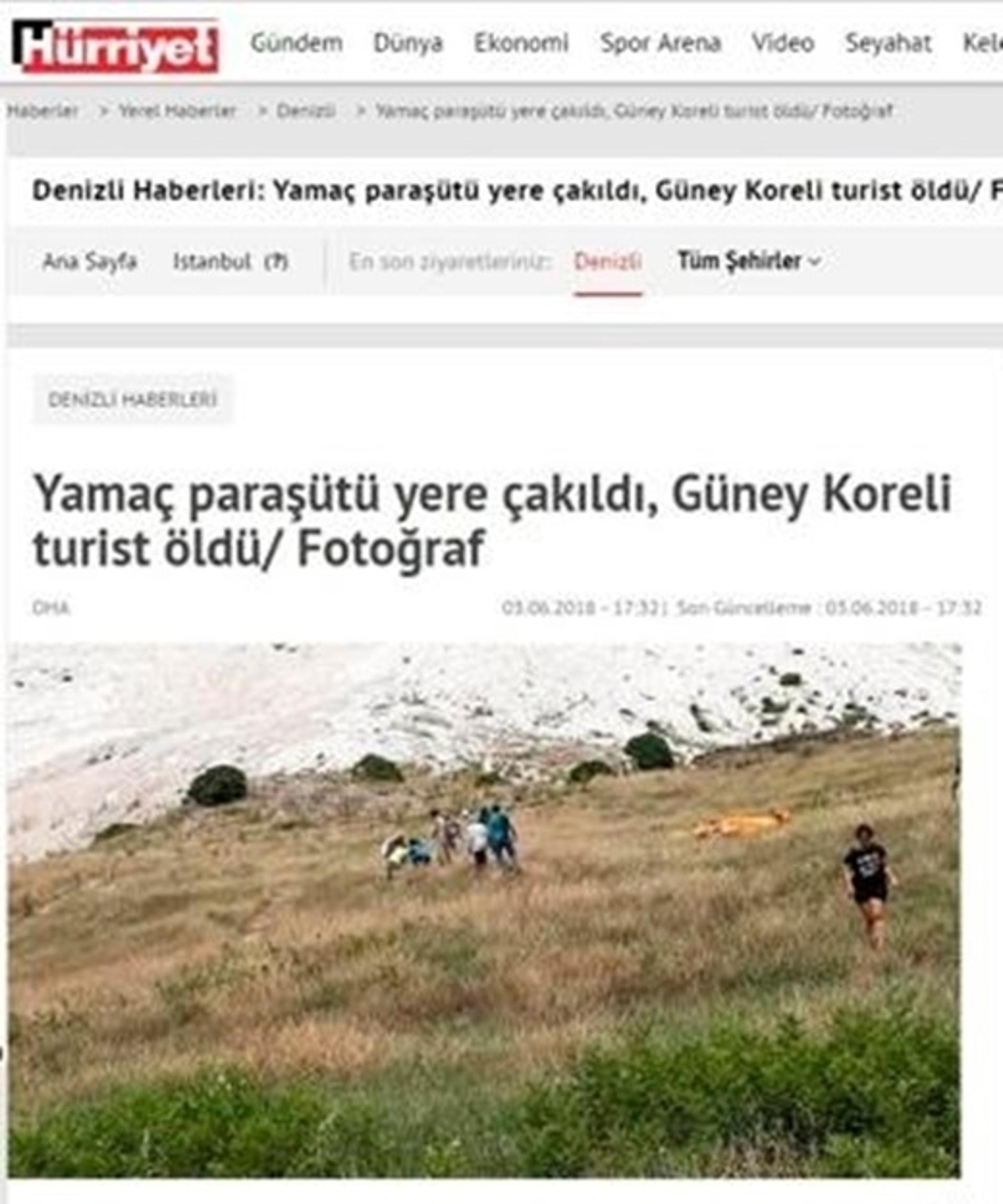 패러글라이딩 추락사, 터키 파묵칼레서 발생… "역풍에 로프 걸려"