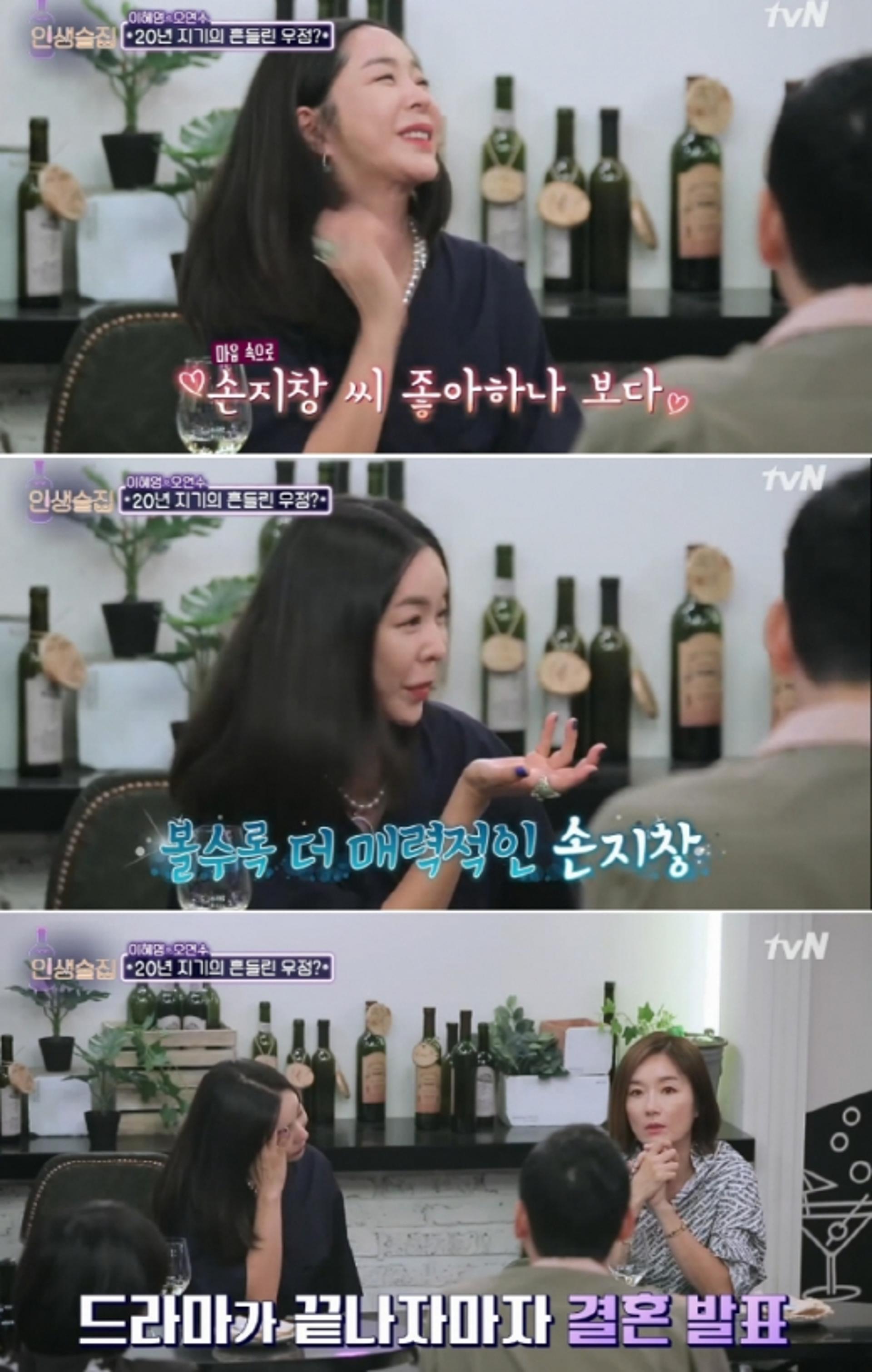 '인생술집' 이혜영 "손지창, 몰래 흠모… 좋아했었다"