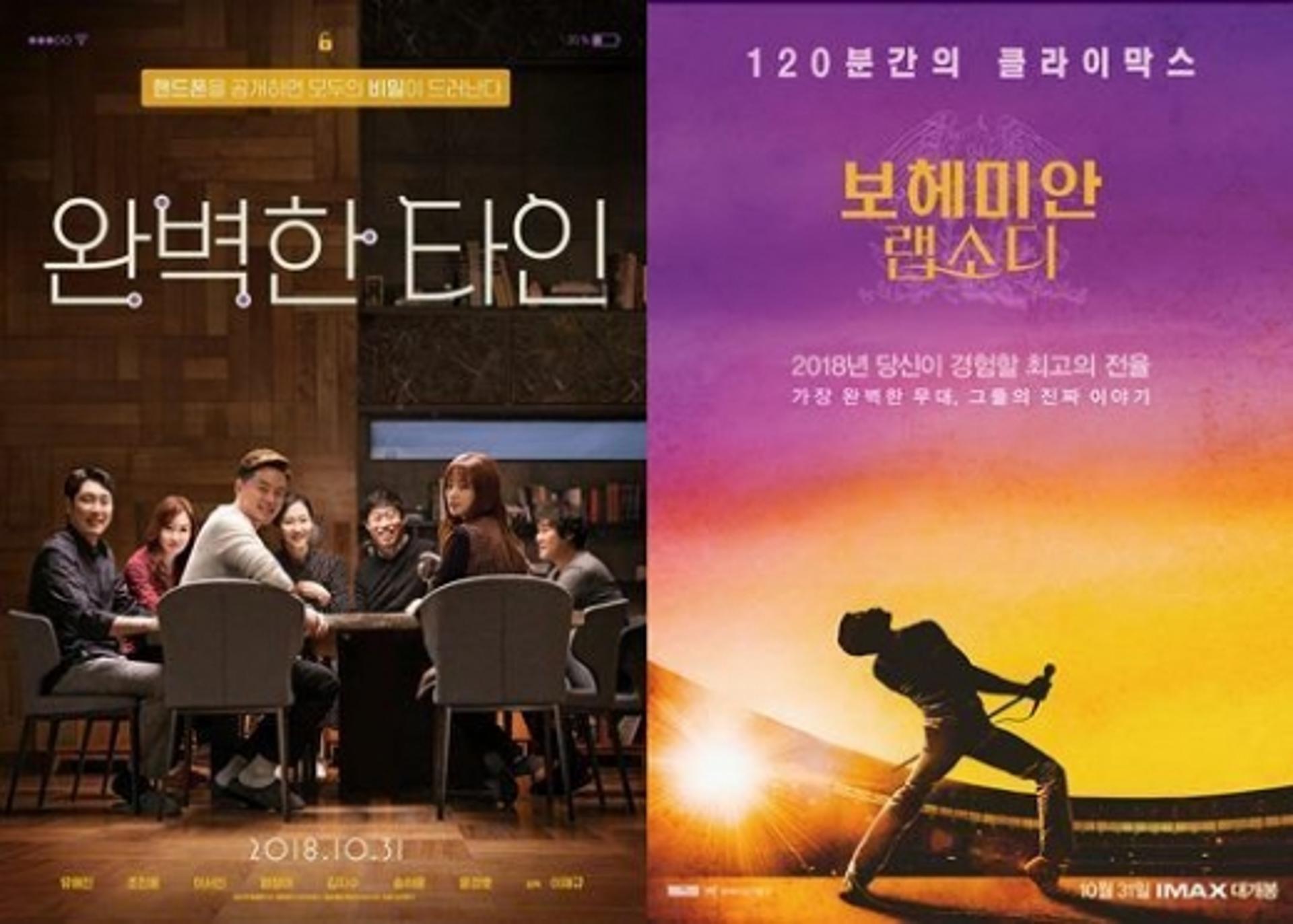'완벽한 타인' '보헤미안 랩소디'… 개봉 12일째 쌍끌이 흥행 '1·2위'