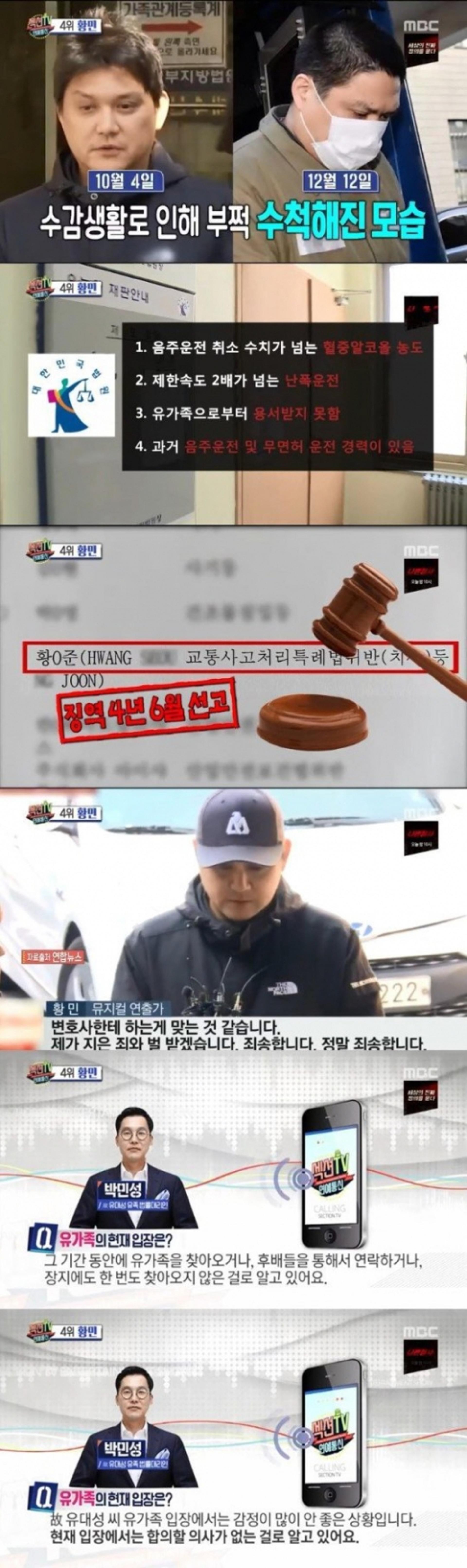 '섹션TV' 황민 음주운전 유족 "장지 한번 안 찾아와, 합의 의사無"