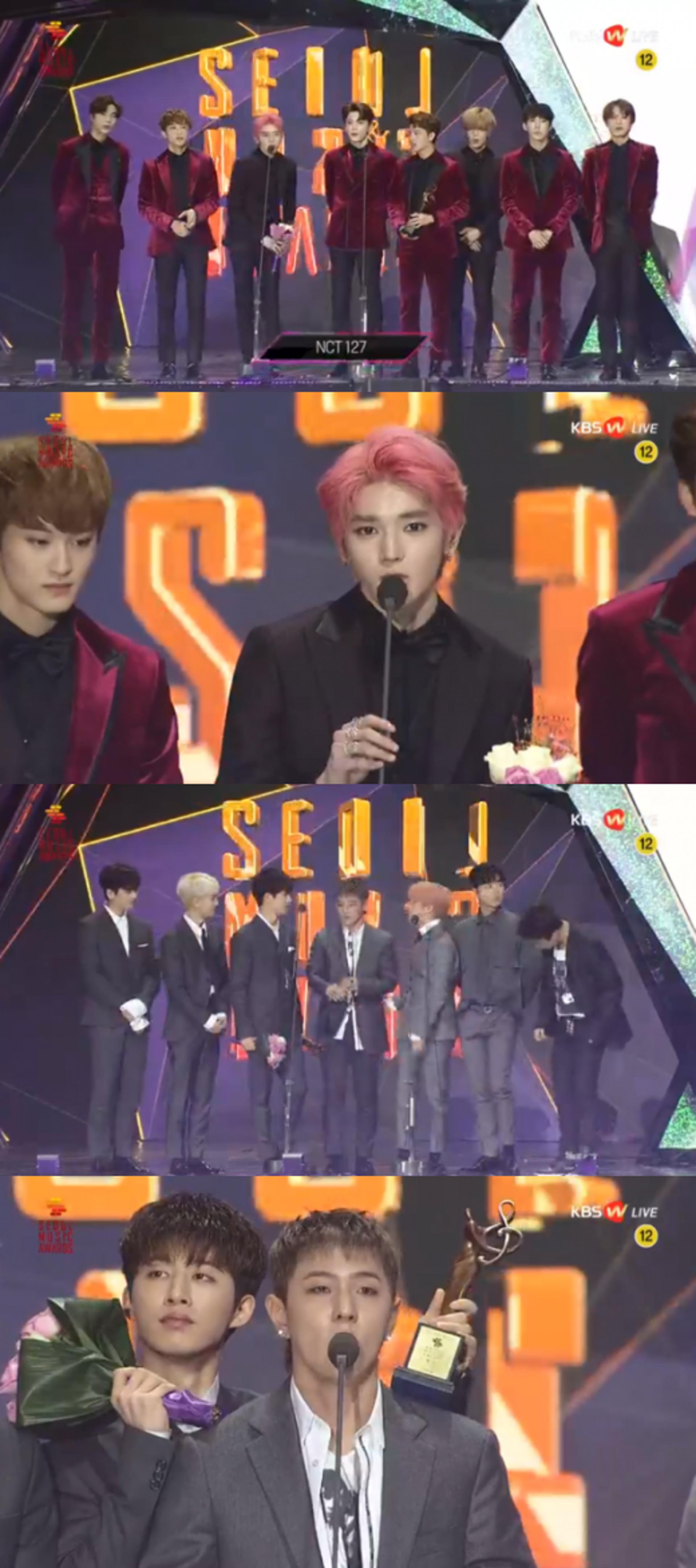 [2019 서울가요대상] NCT127·아이콘, 본상 수상… "팬들과 꽃길 걷길"