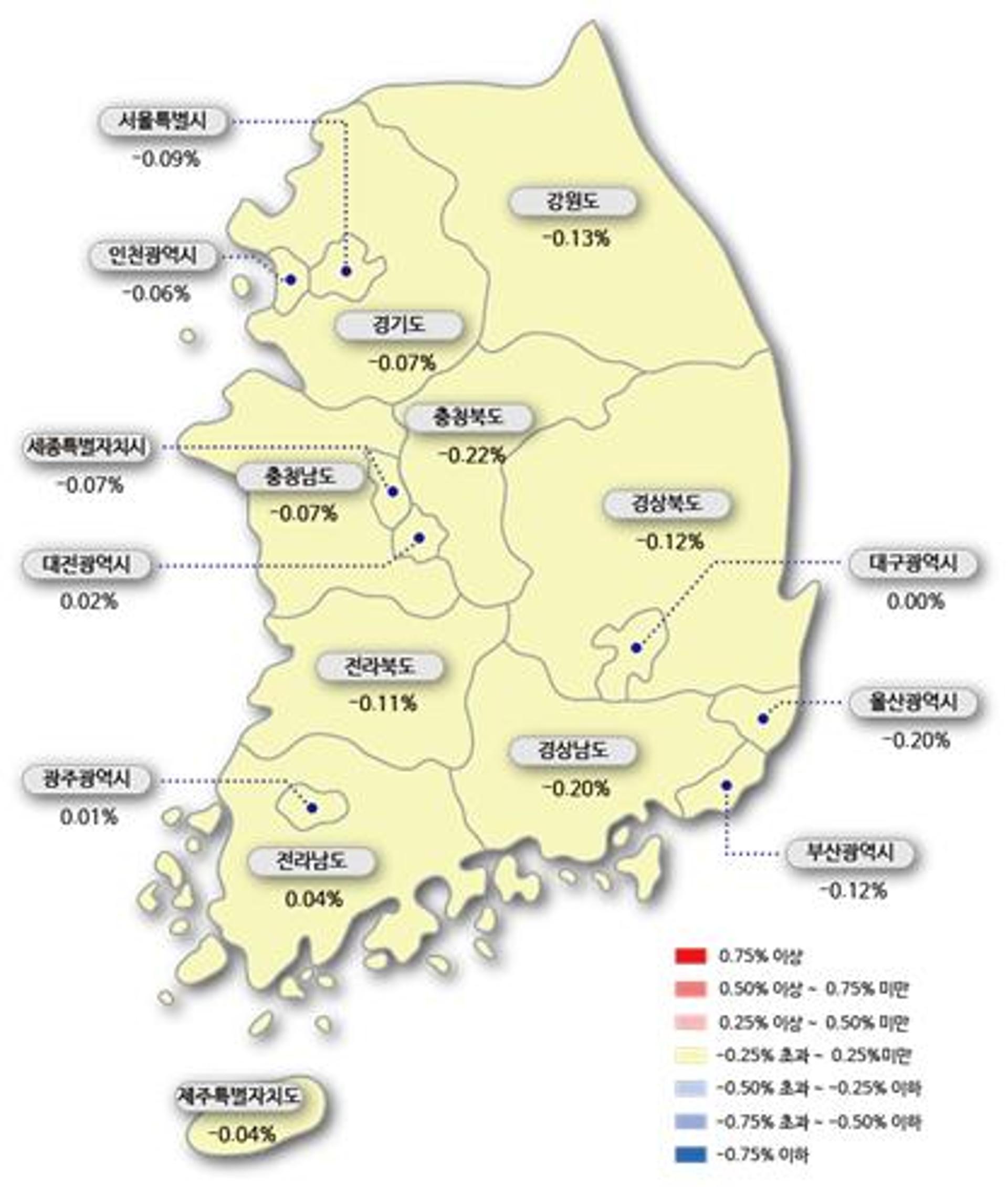 광주·전남, 올해 아파트 매매·전셋값 상승률 '추락'