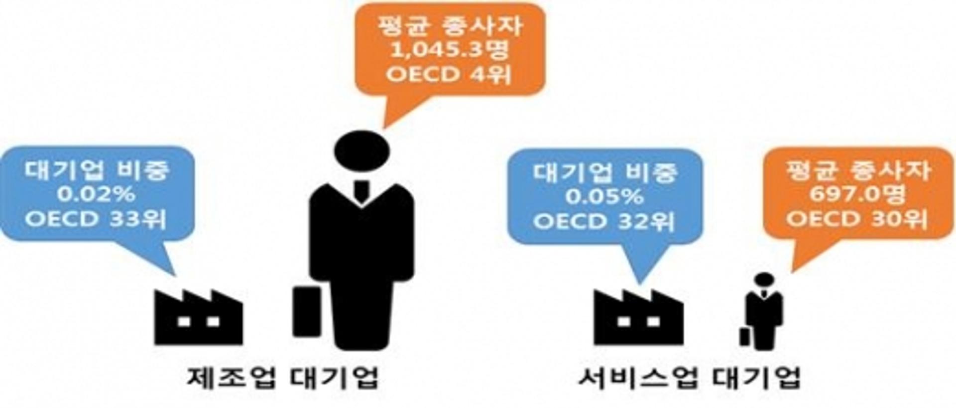 한국 대기업 비중, 전체기업의 0.09%…  OECD 최하위권