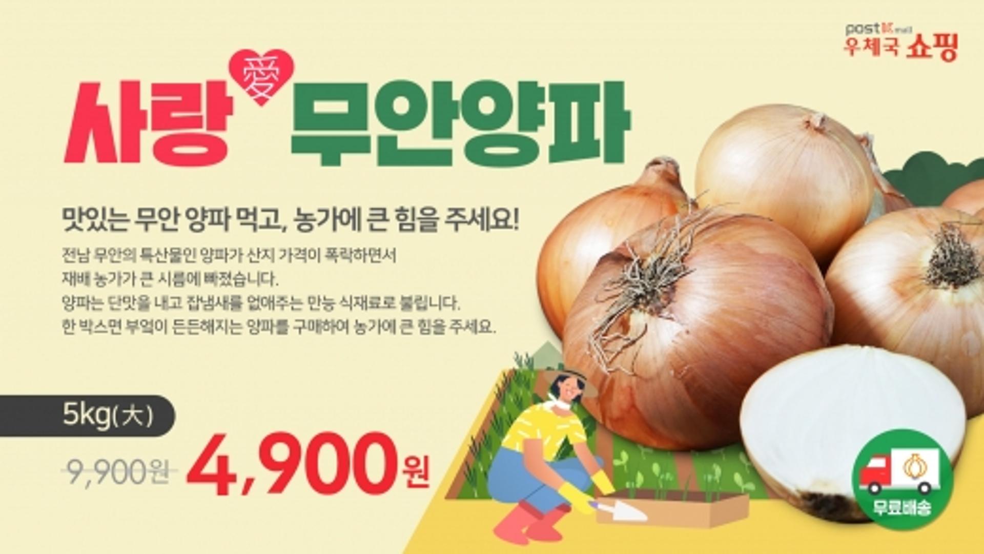 전남우정청, '무안 양파' 전자상거래 대박에 두번째 판매