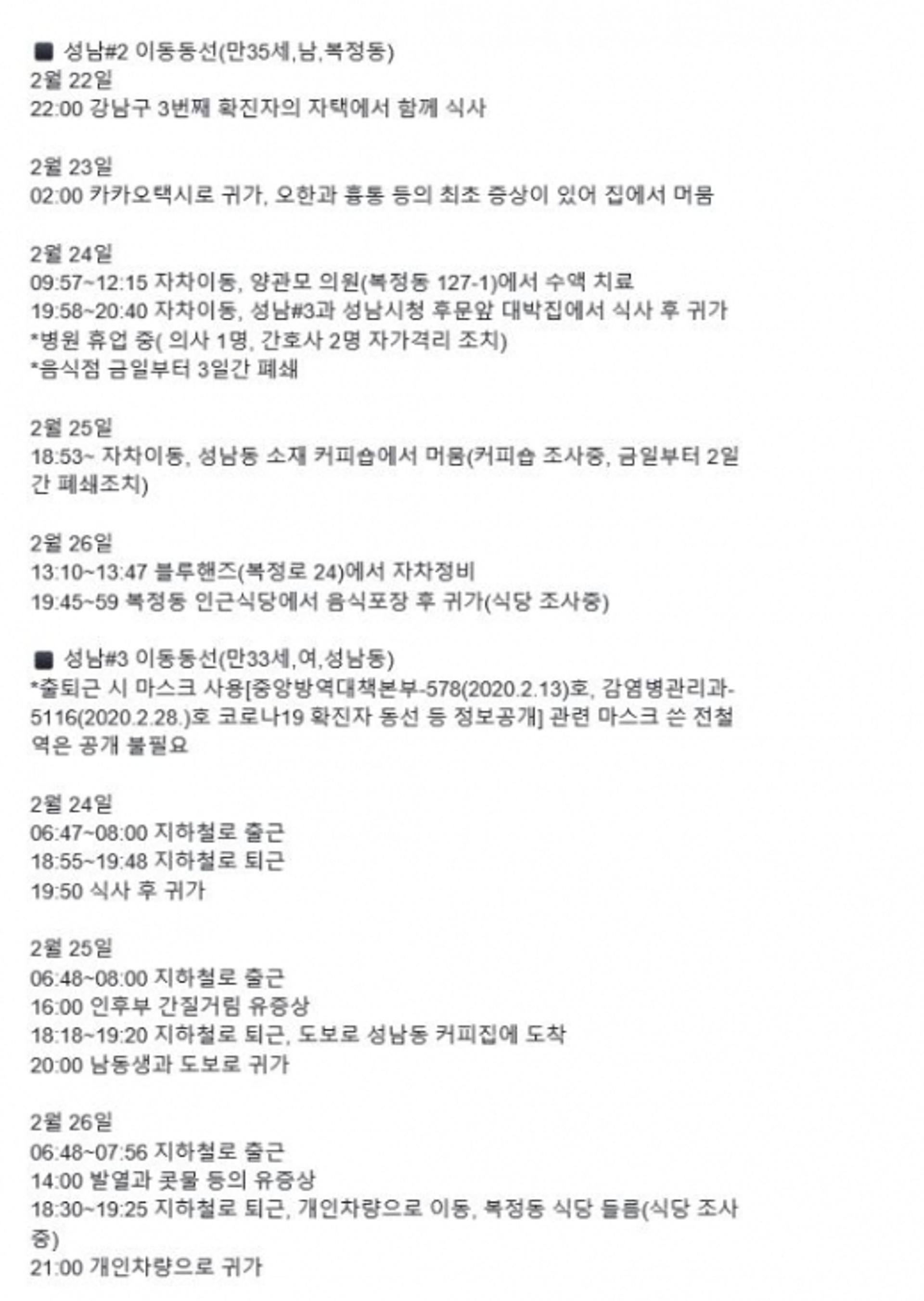 "성남시청, 성남시 확진자 동선 확인하세요"