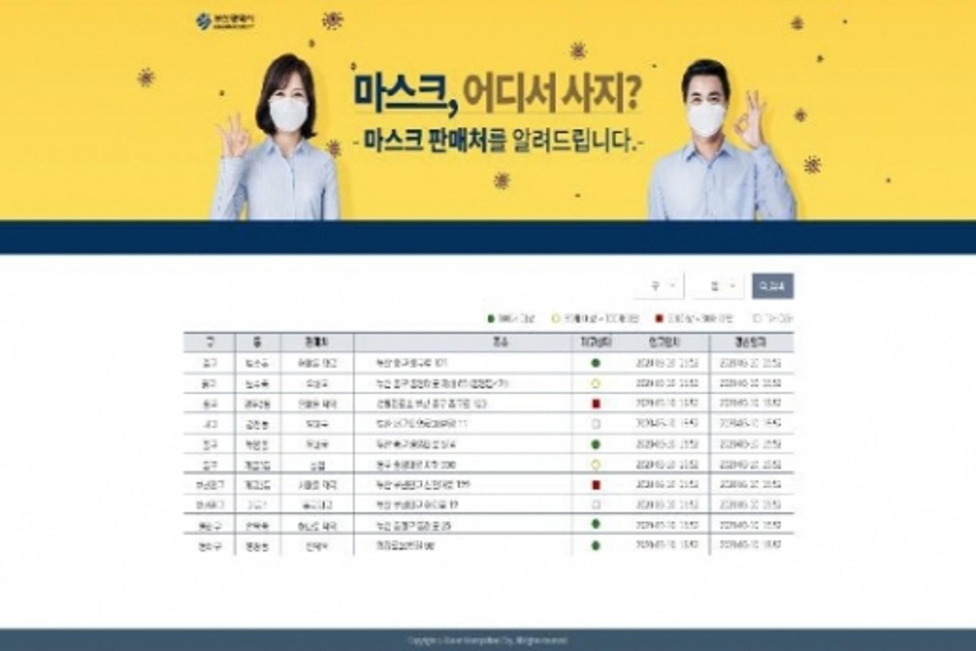 "마스크 어디서 사지?"… 부산시 '공적마스크 재고 알림 서비스' 오픈