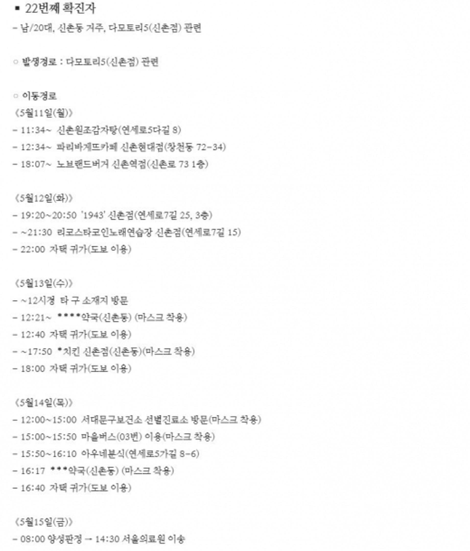'서대문구청' 코로나 확진자 동선 보니?