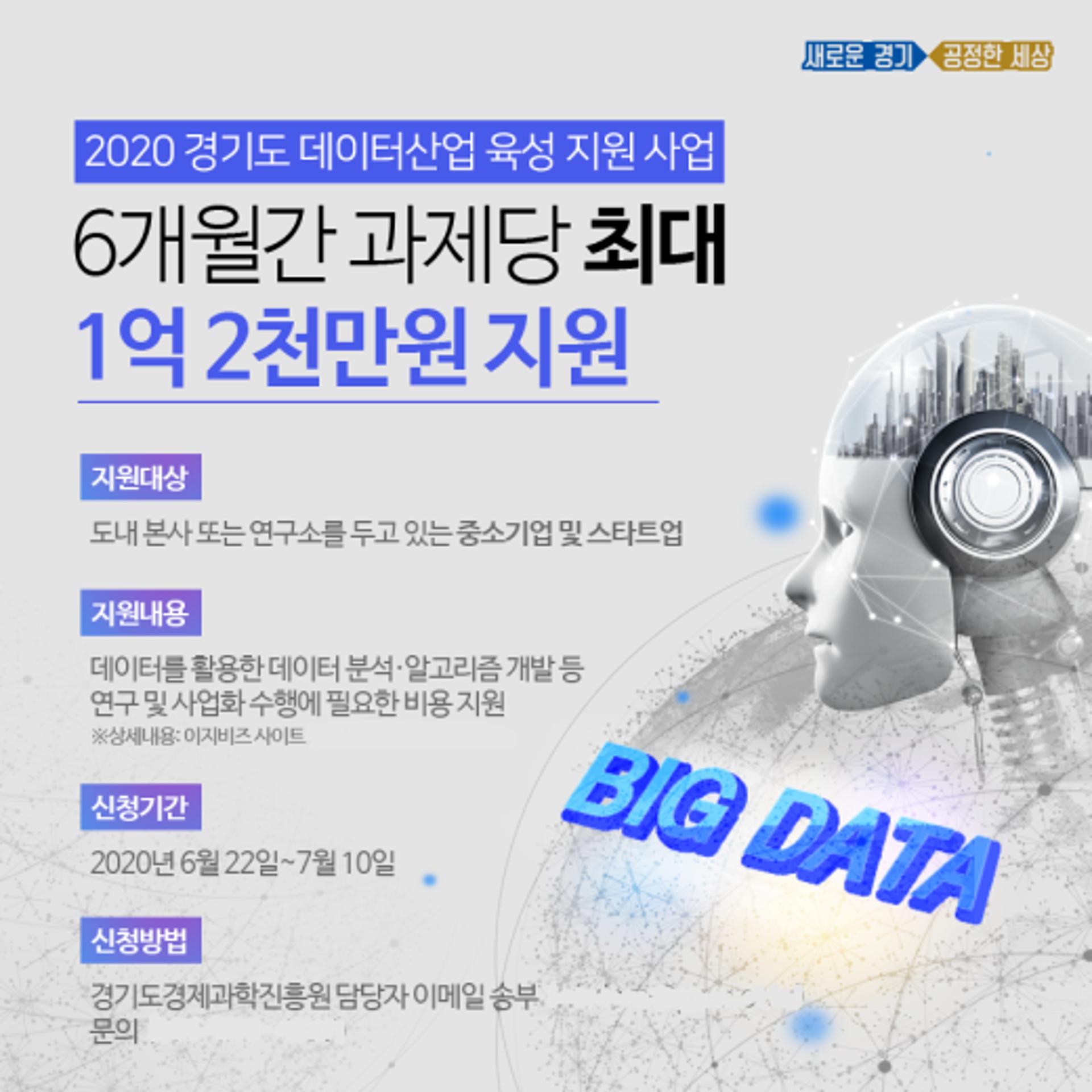 경기도, 데이터산업 육성 위해 관련 연구에 최대 1억2000만원 지원