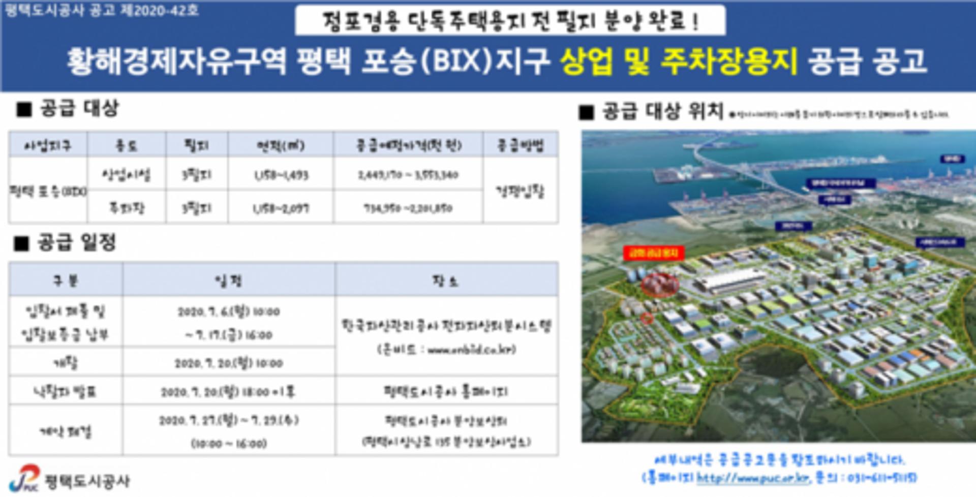 평택 포승지구, 산업시설용지 분양