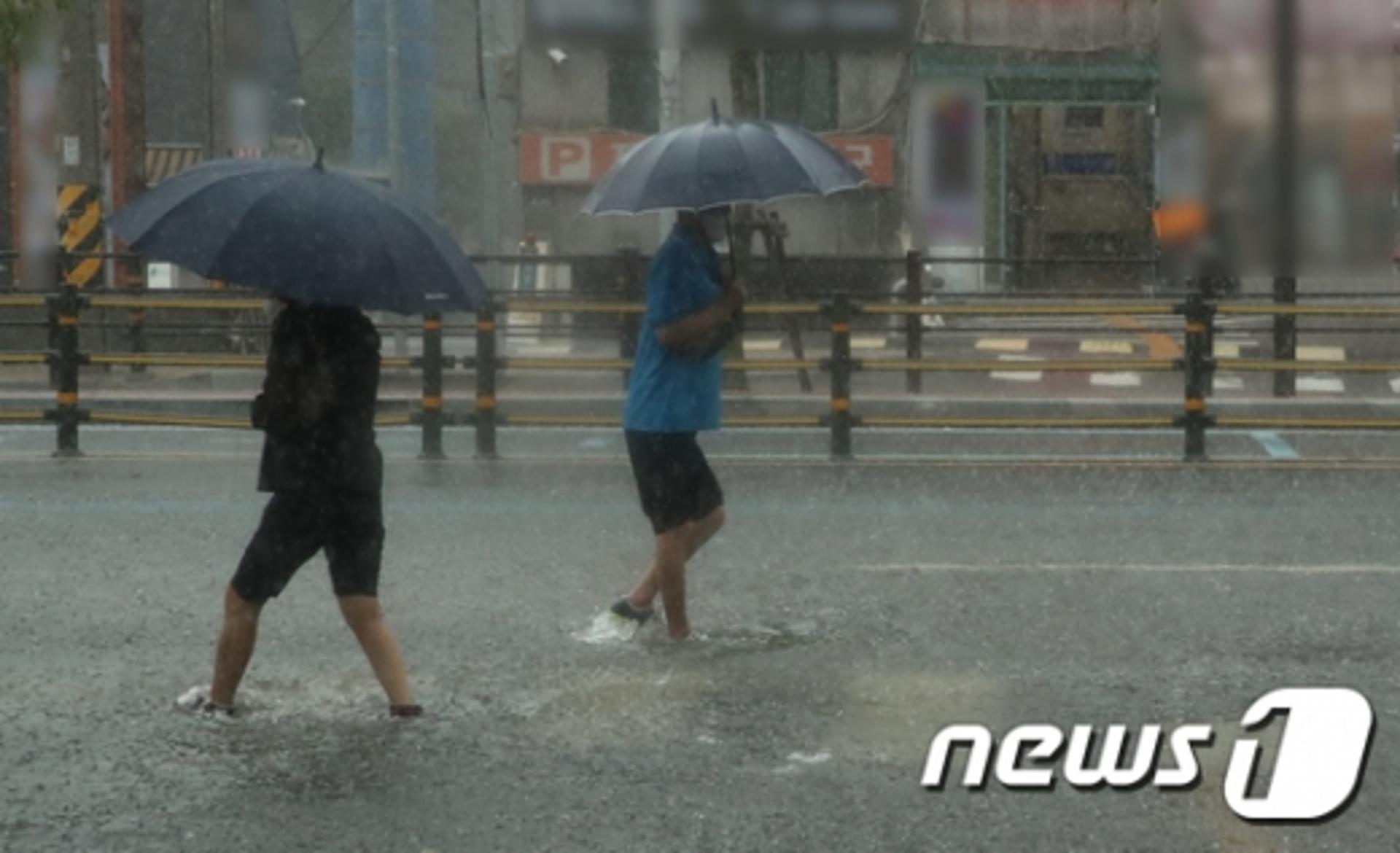 "물폭탄" 부산 비, 호우경보… 8일까지 80~150㎜ 전망