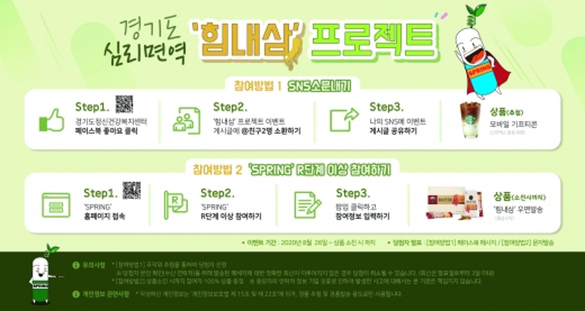 경기도, 도민정신건강 방역 '힘내삼 프로젝트' 이벤트 추진