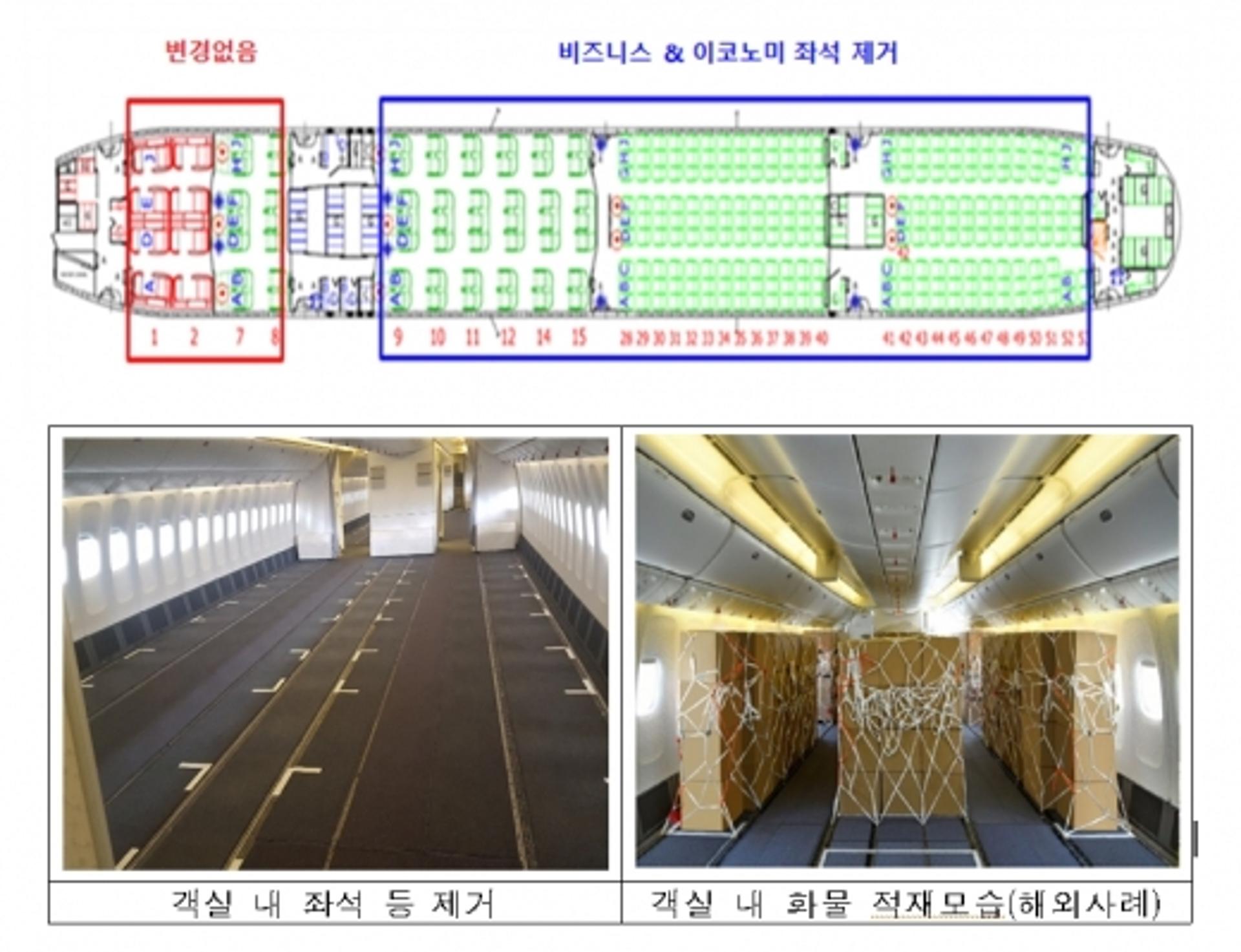“항공기 좌석 뜯고 짐 싣기 가능합니다” 국토부, 유휴여객기 개조작업 승인