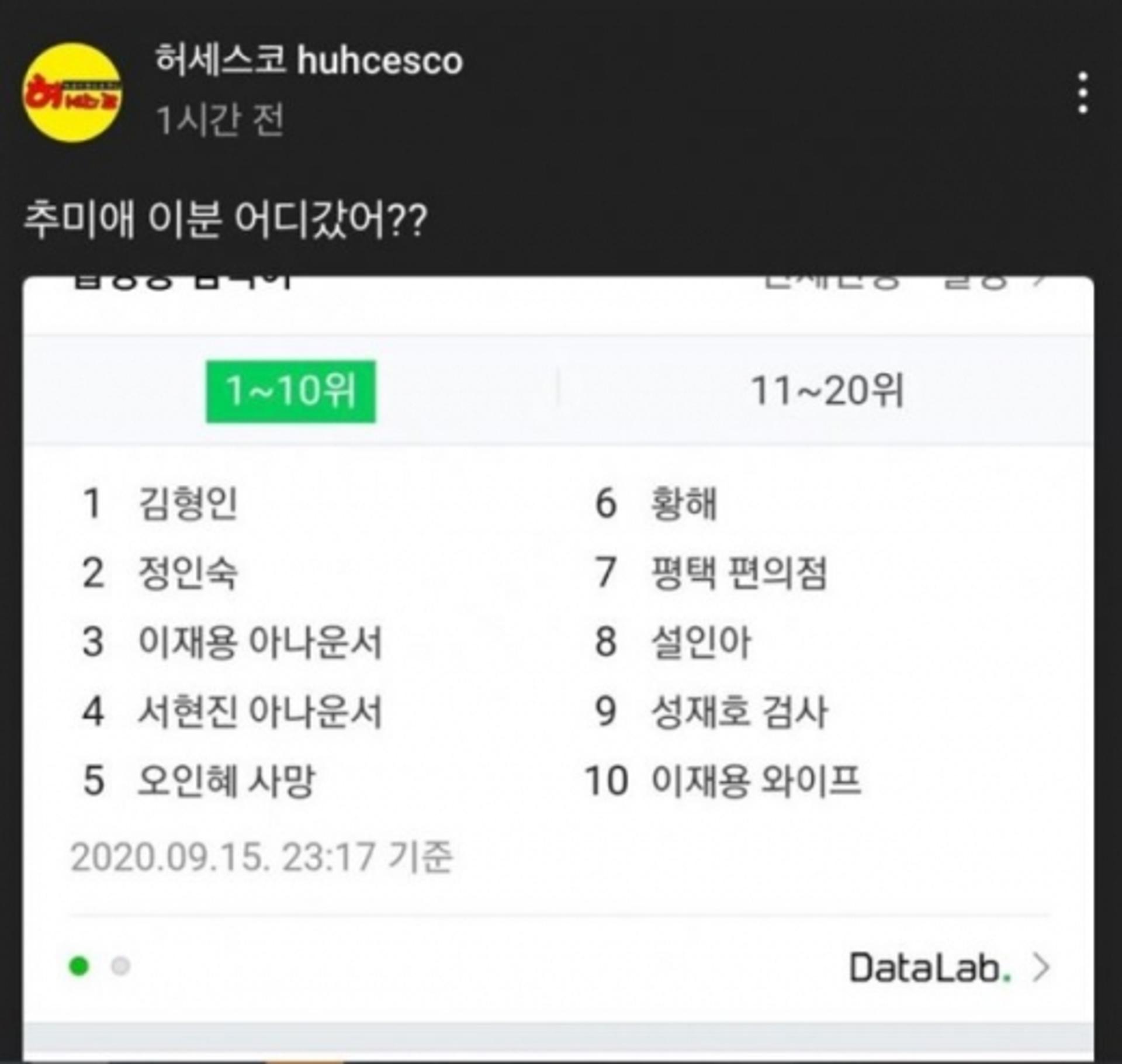 김형인, 빛삭한 글 보니… "추미애 이 분 어디갔어?"