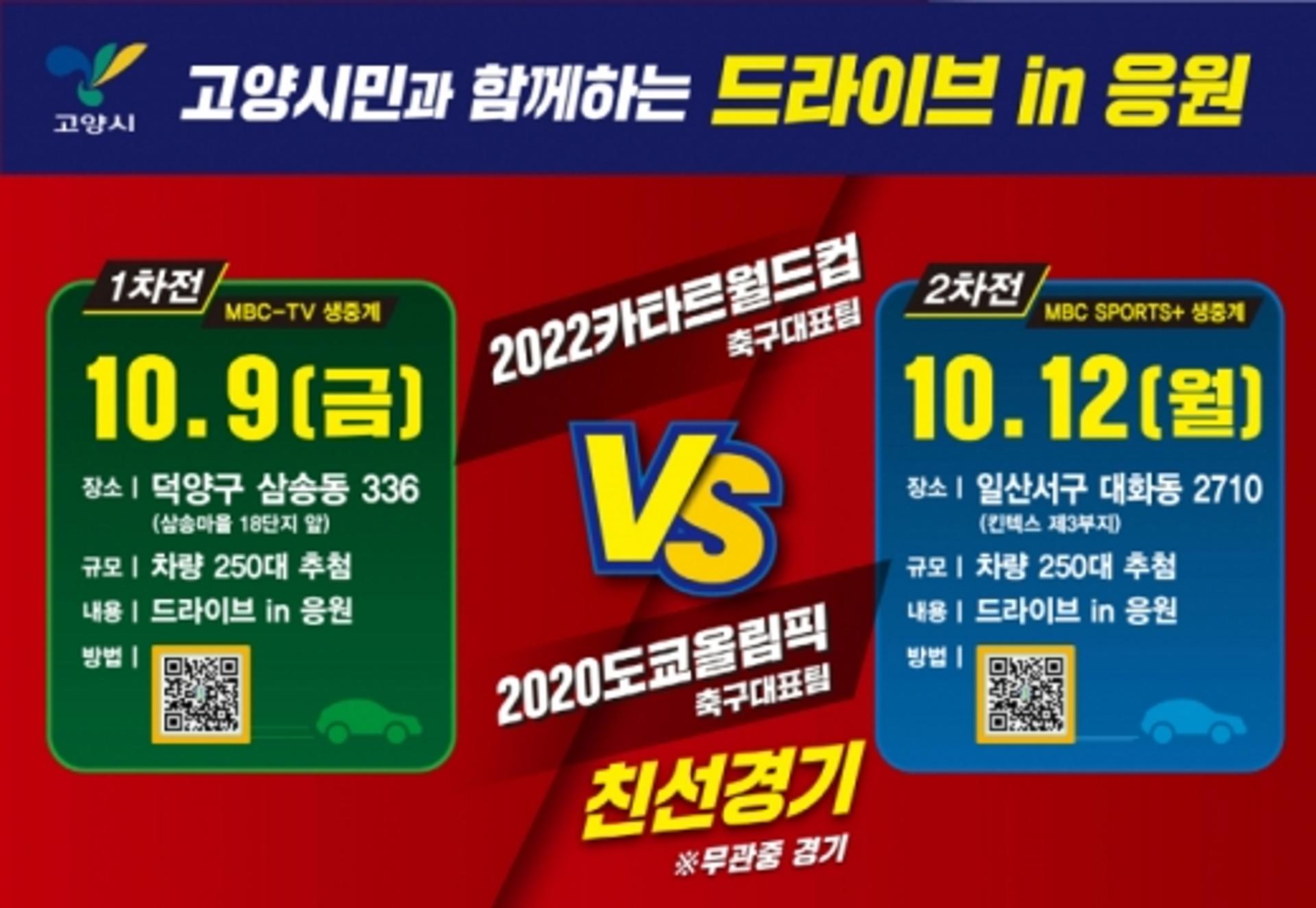 고양시, 국가대표 친선경기 ‘드라이브 인 응원’ 실시