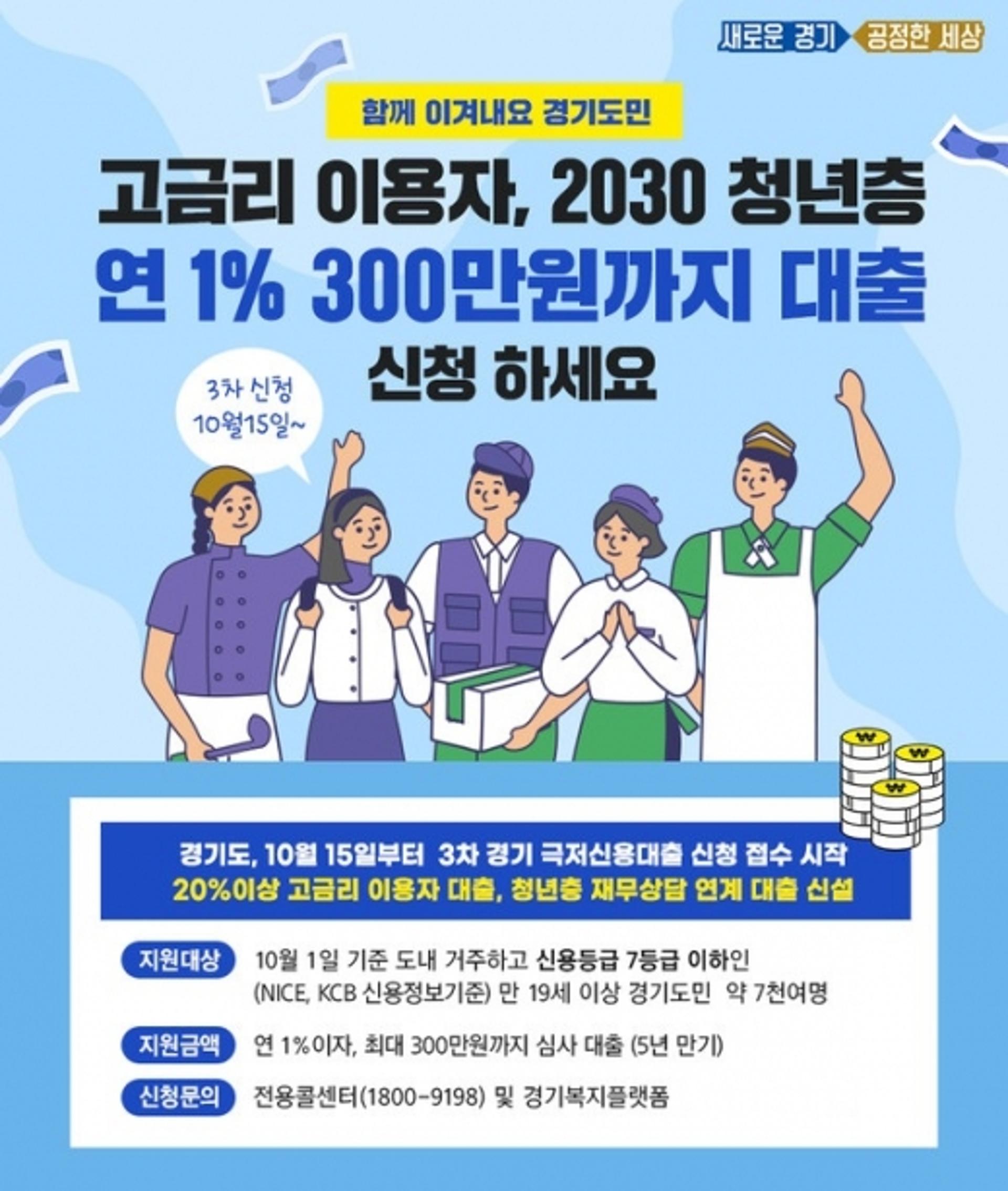 경기도 '극저신용대출' 확대…고금리 이용자·청년층도 대상
