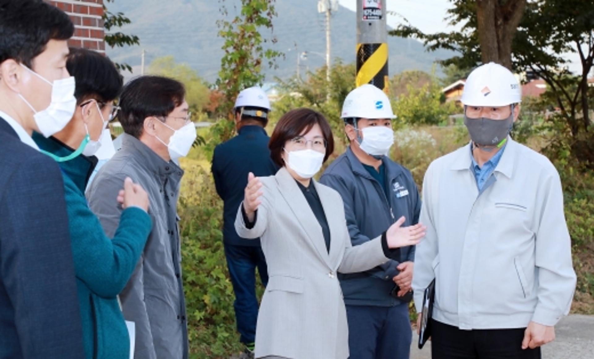 김보라 안성시장, 소규모공공하수처리장 공사현장 방문