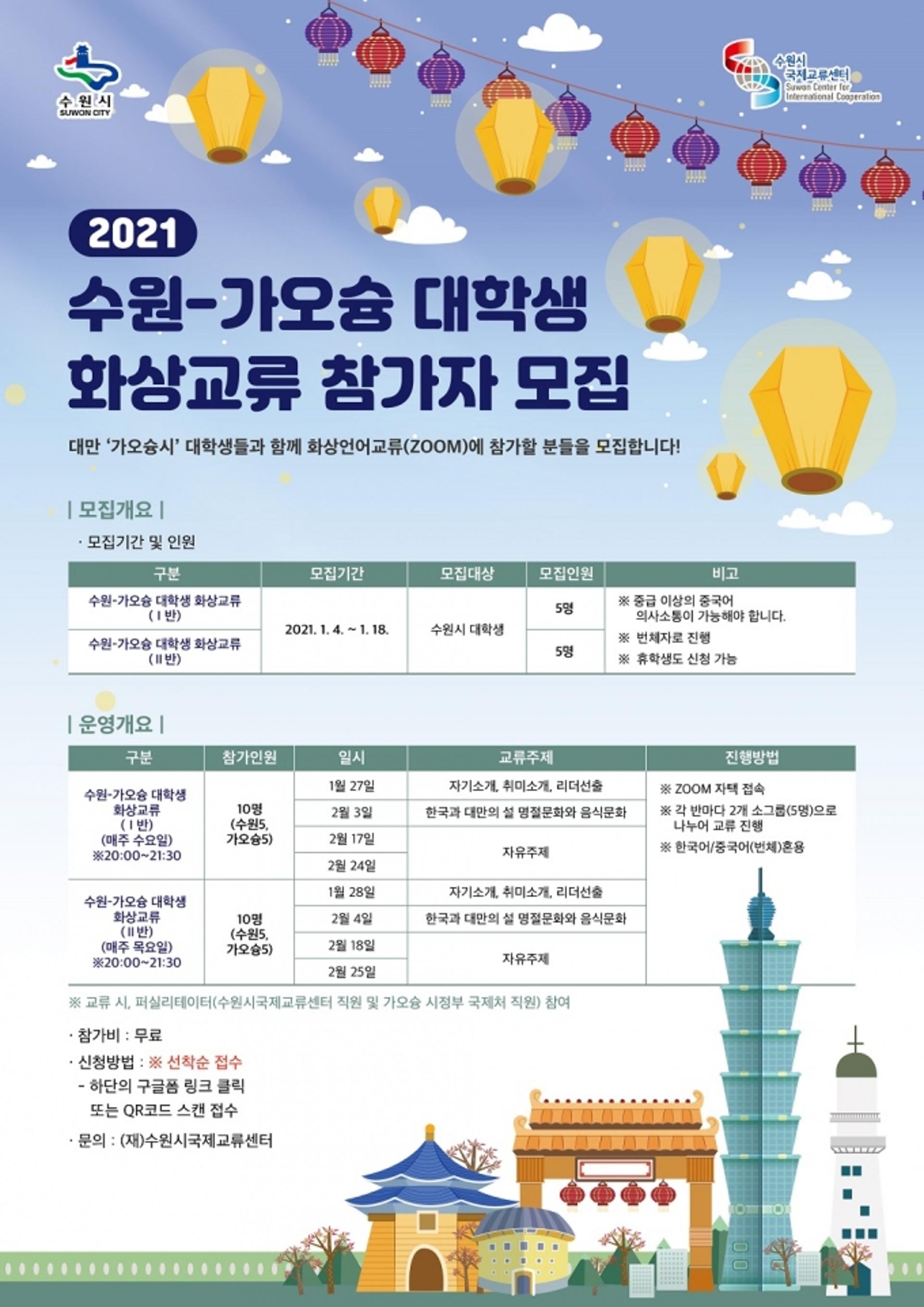 2021 수원-가오슝 대학생 화상교류, 참가자 모집