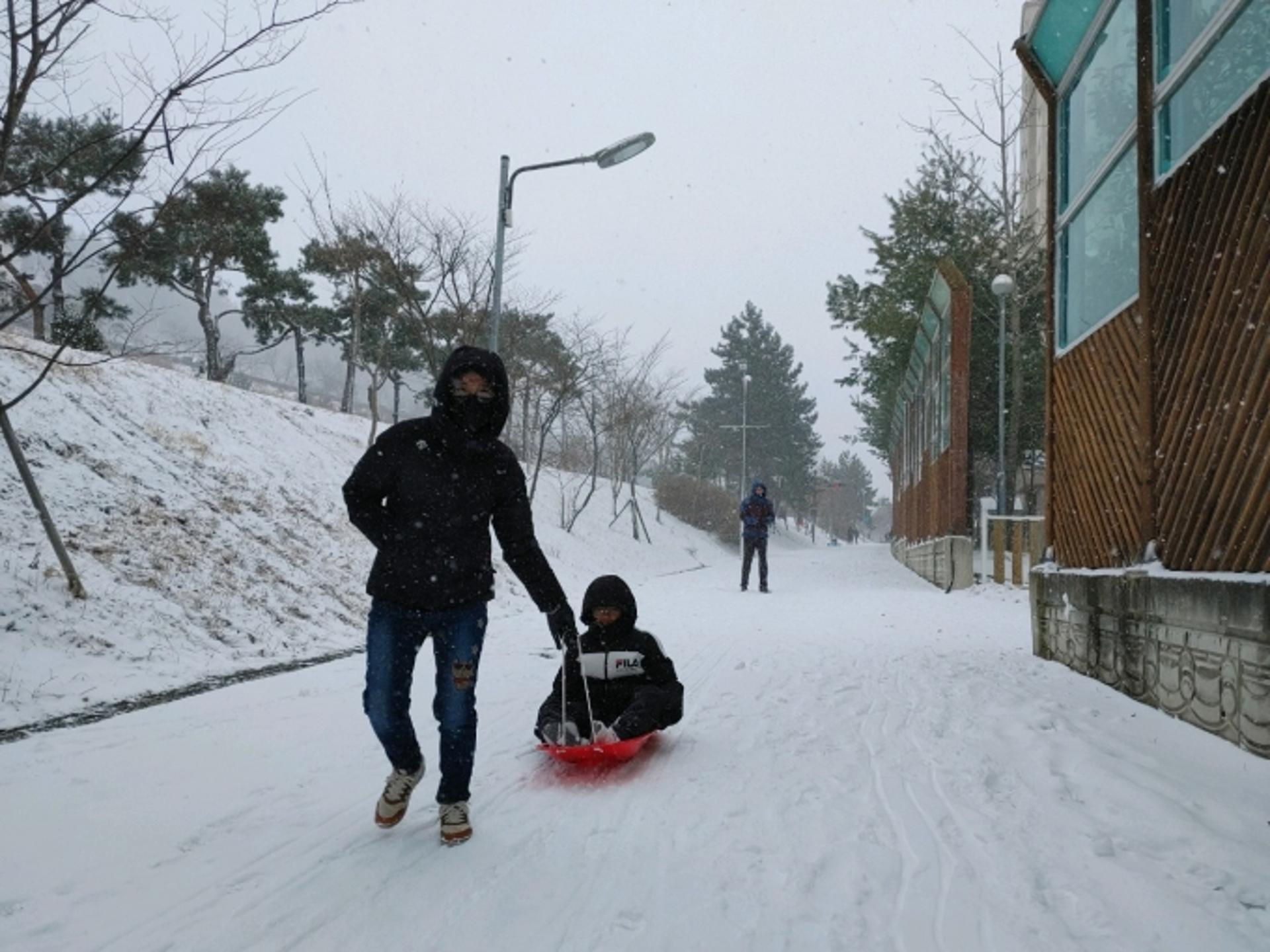 [머니S포토] 폭설이 반가운 아이