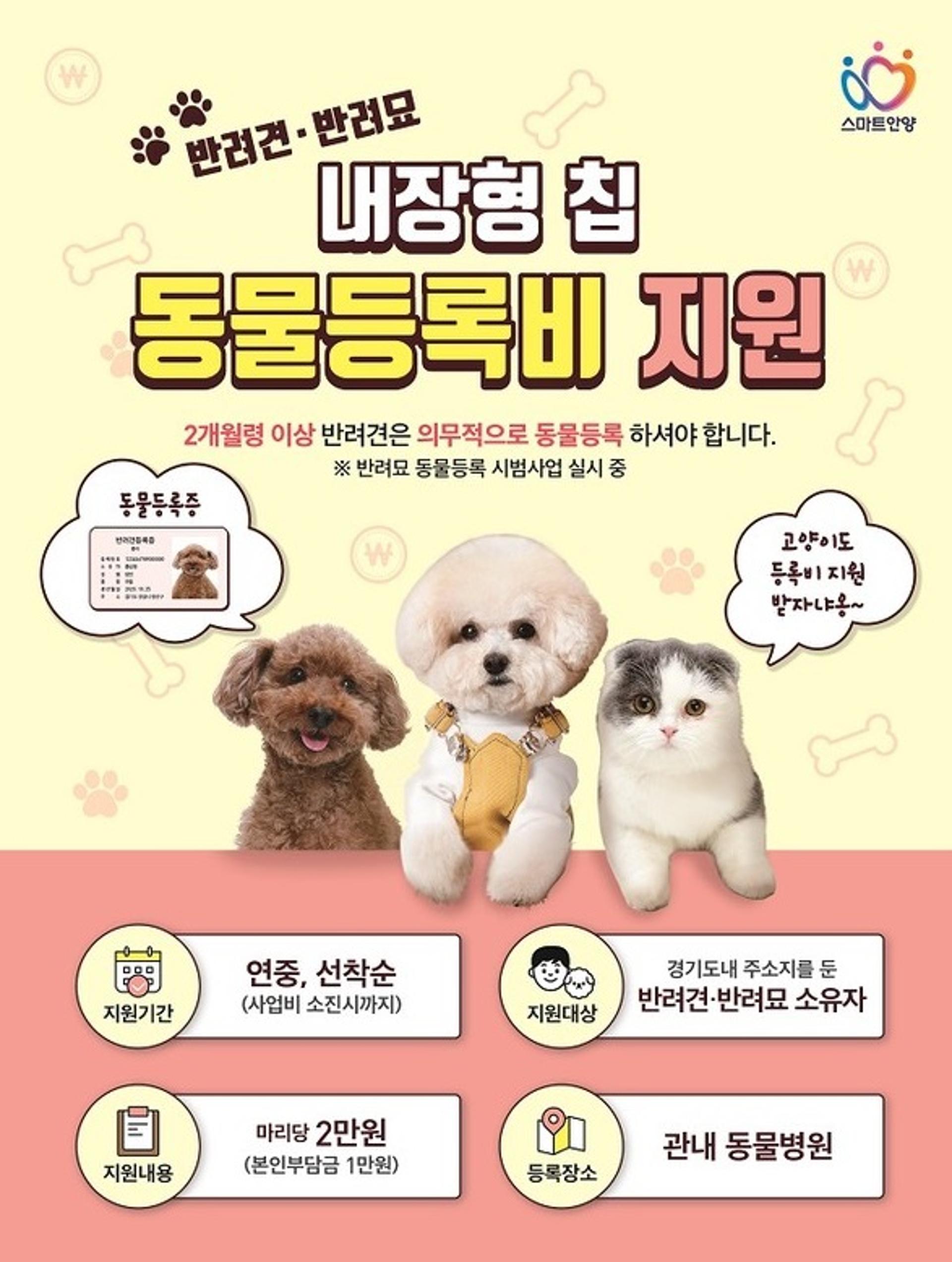 안양시, 내장형 칩 동물등록 비용지원 확대