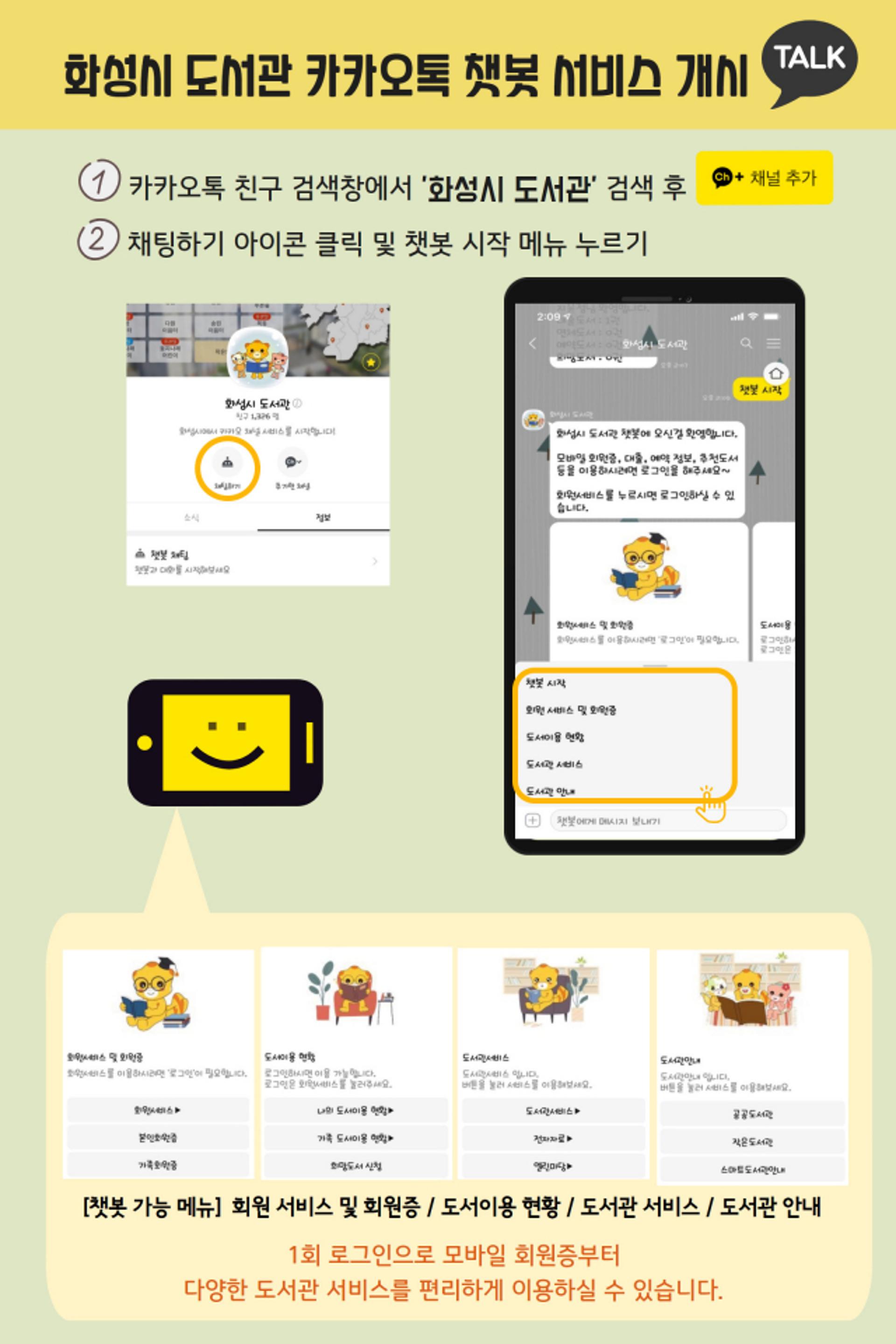 화성시 도서관, 카카오톡 챗봇 서비스 개시
