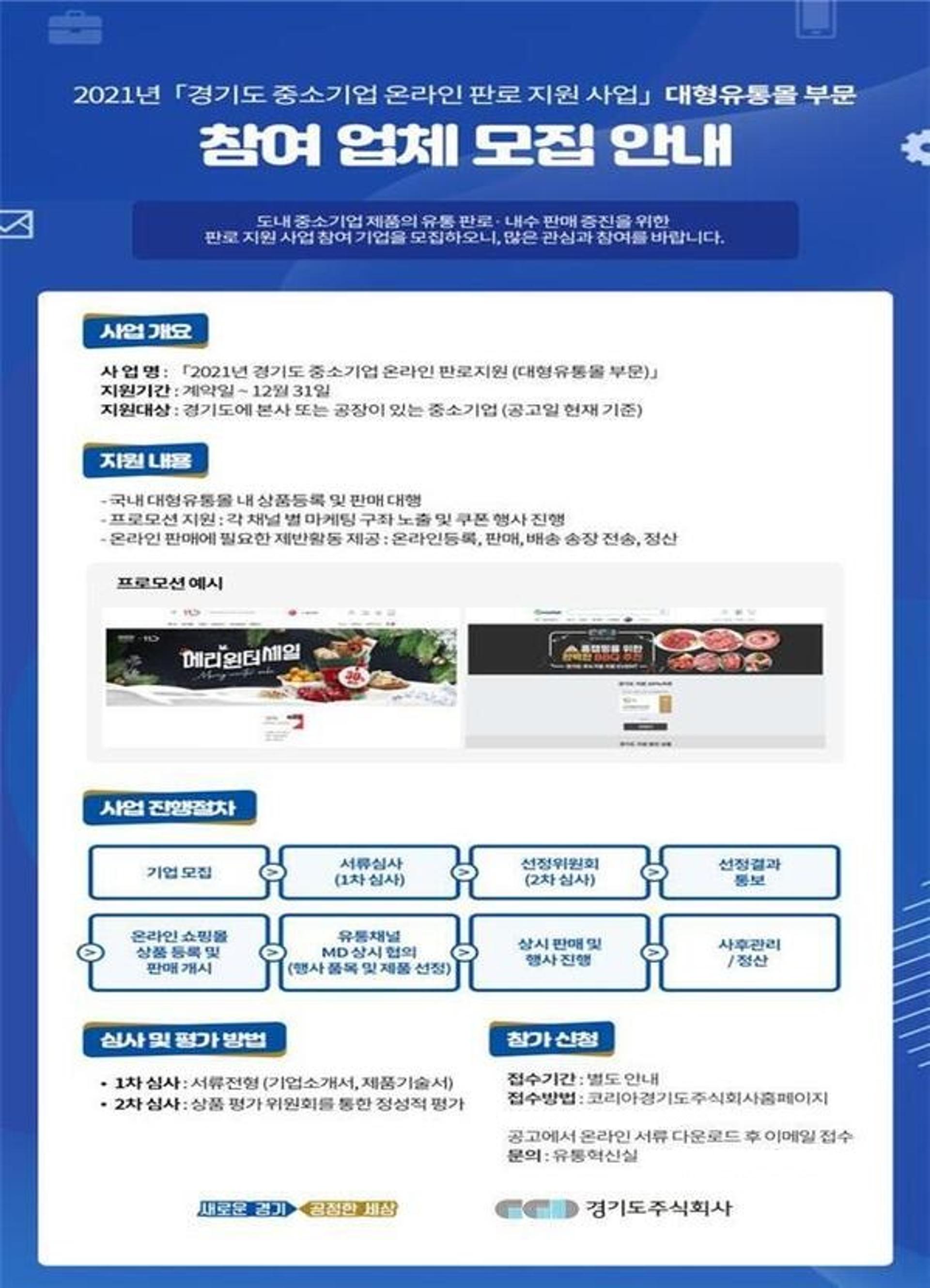 경기도-경기도주식회사, 유통몰 등 도내 온라인 판로지원 中企 찾아요