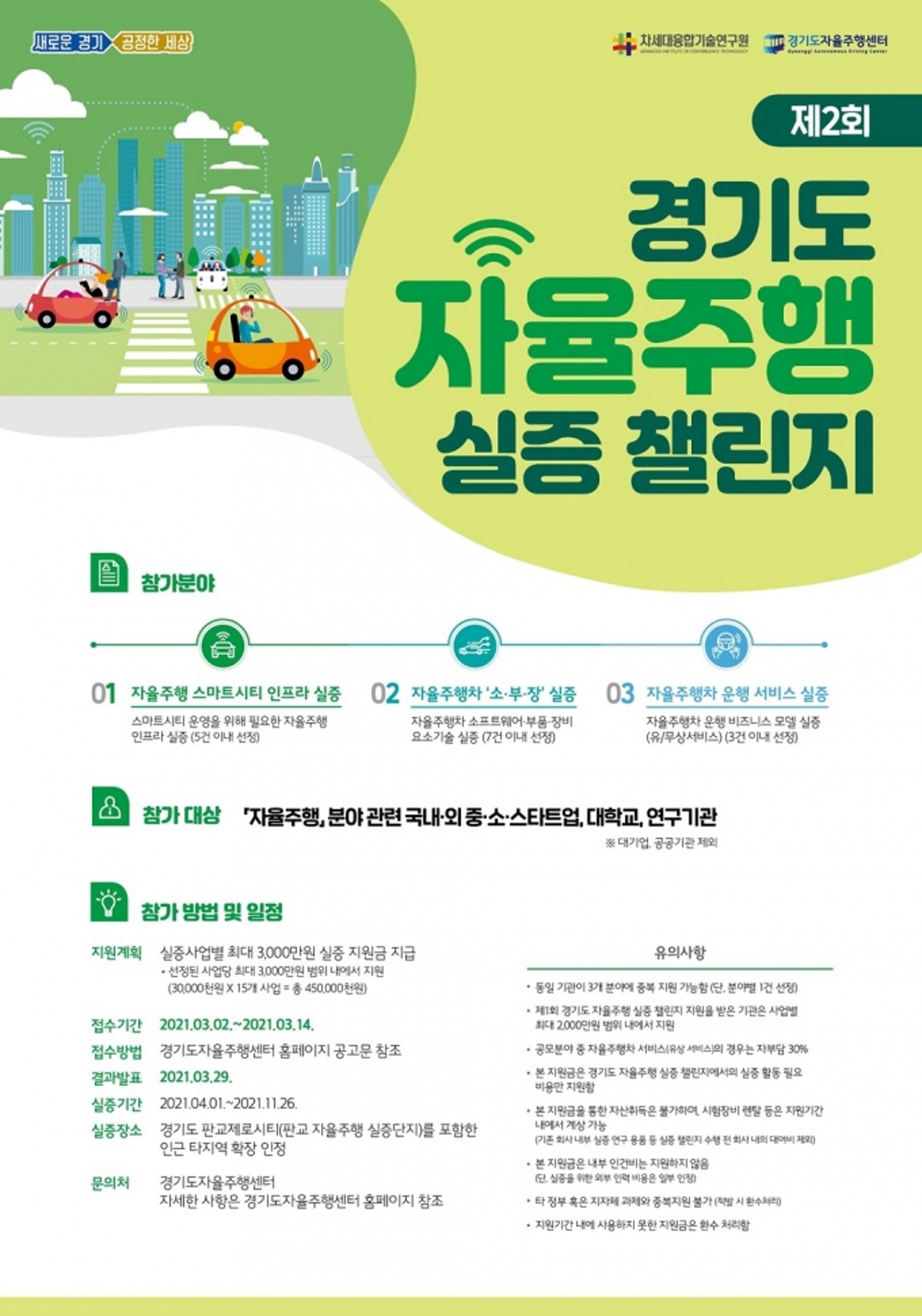 경기도, 제2회 경기도 자율주행 실증 챌린지 개최…3월 14일까지 공모