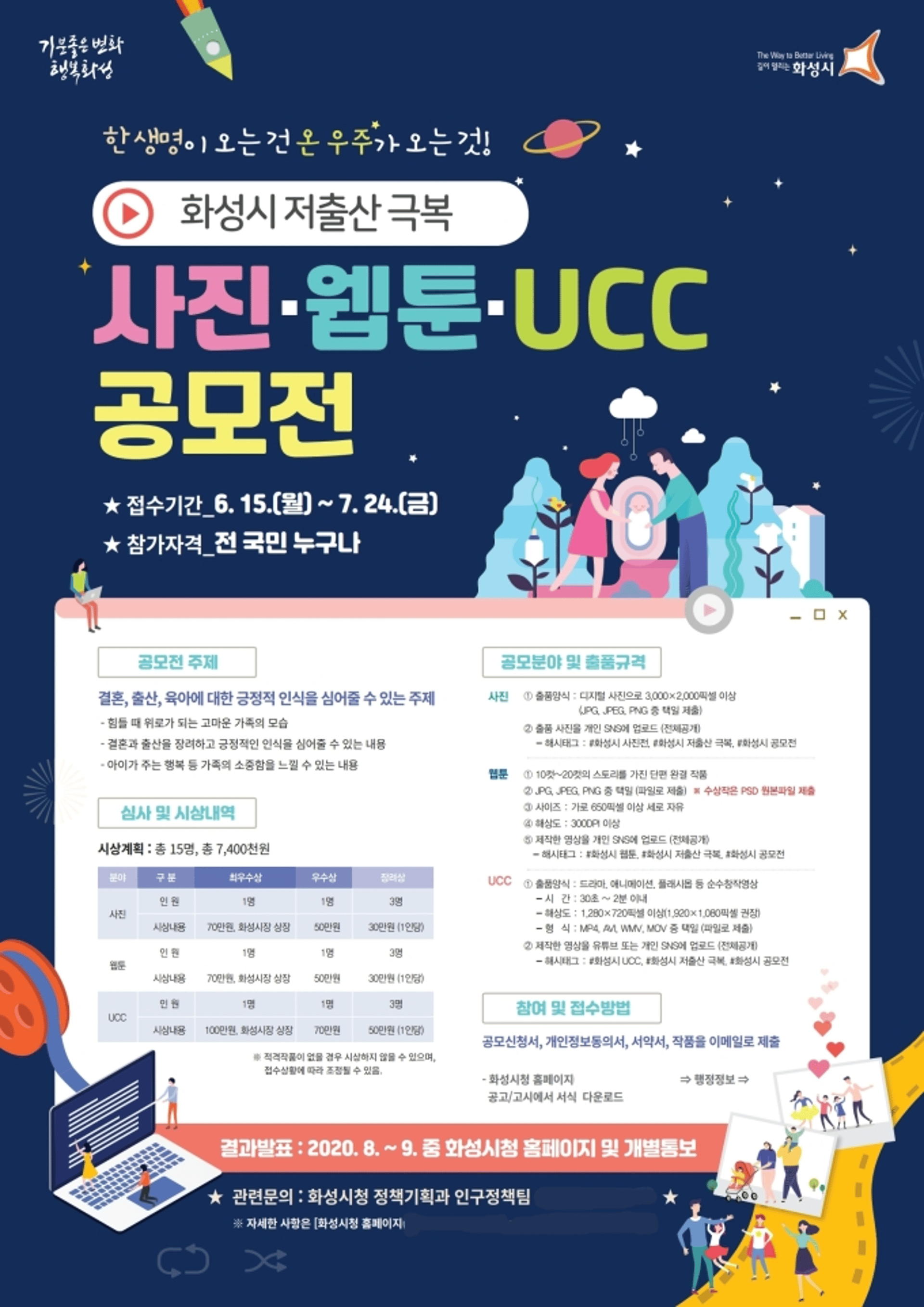 화성시, 저출산 극복 사진·웹툰·UCC 공모전 열어
