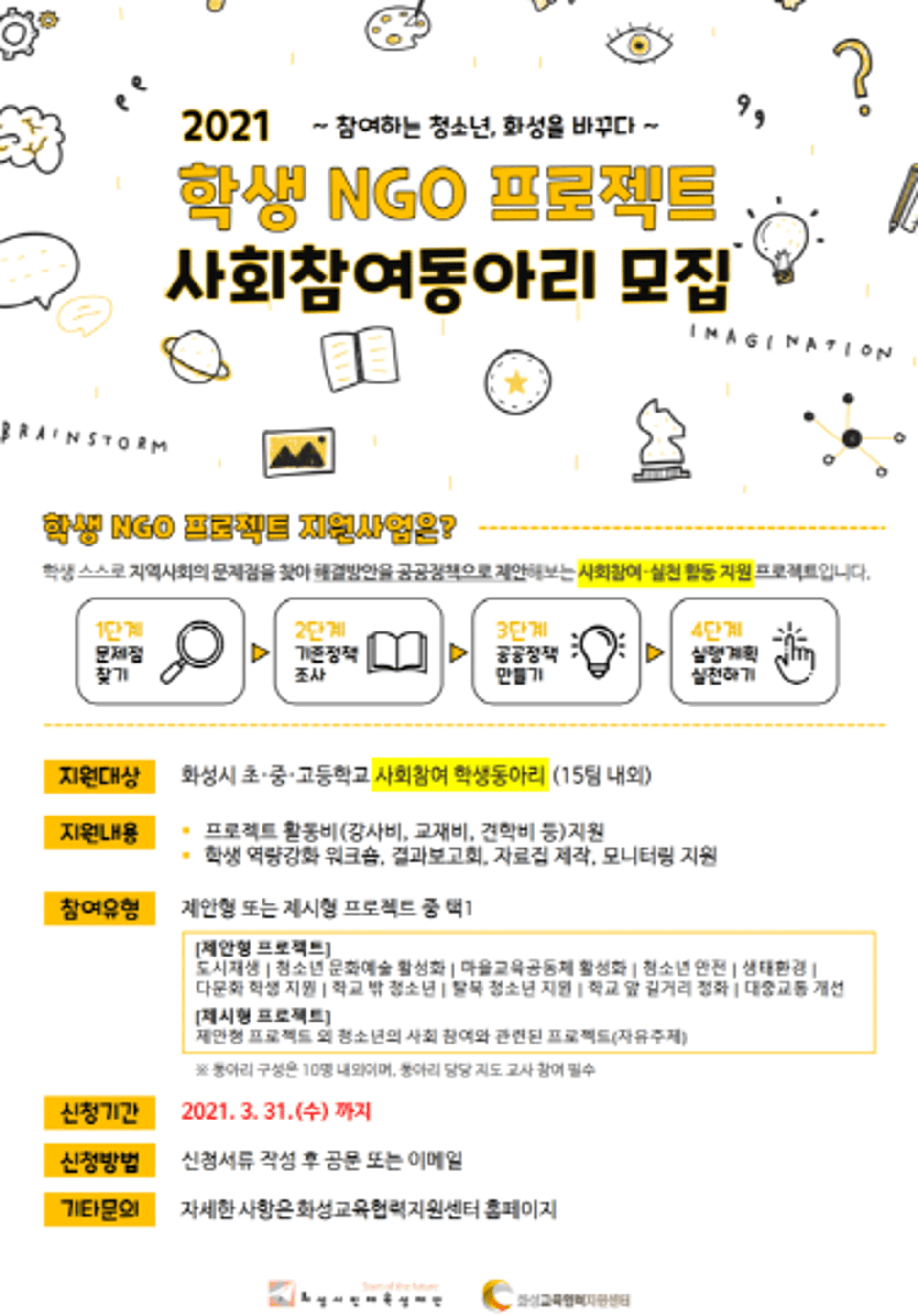 화성교육협력지원센터, 학생 NGO 프로젝트 지원…참여 동아리 15팀 공모