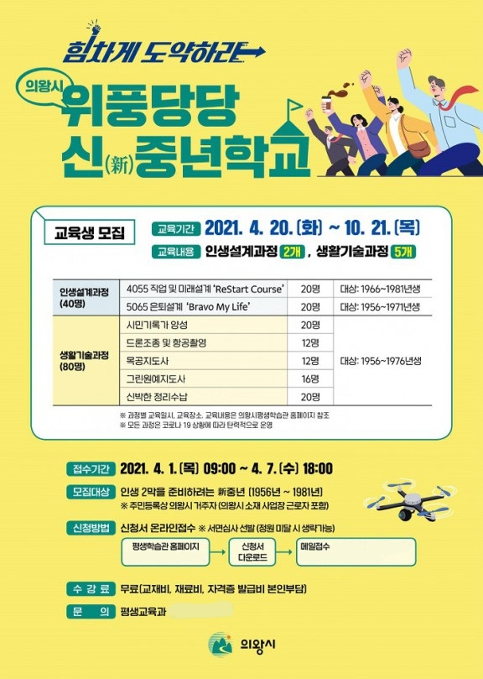 의왕시, 위풍당당 신(新)중년학교 교육생 모집