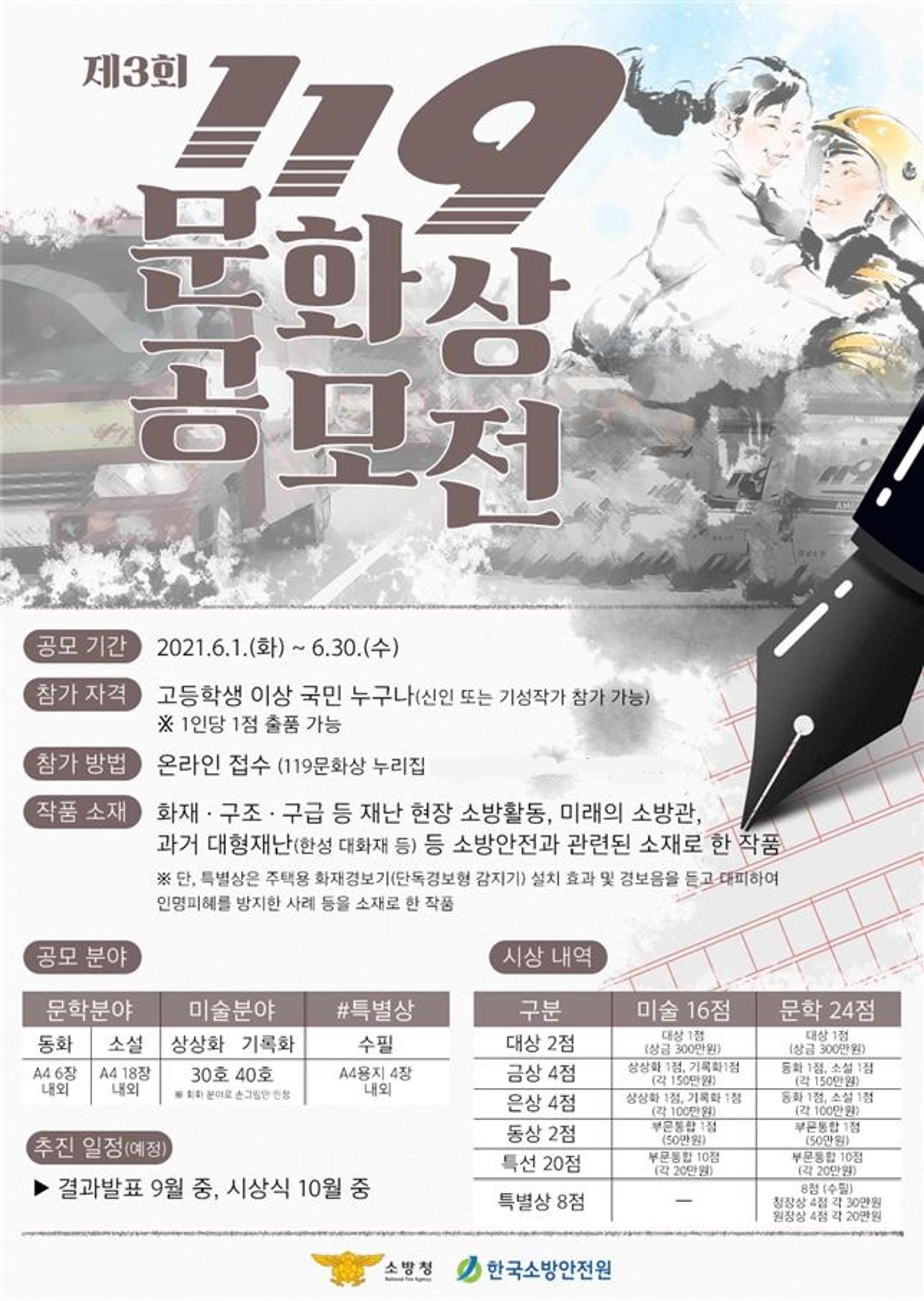 "119문화상에 도전하세요"…경기북부소방, 소방활동 소재 미술·문학작품 공모