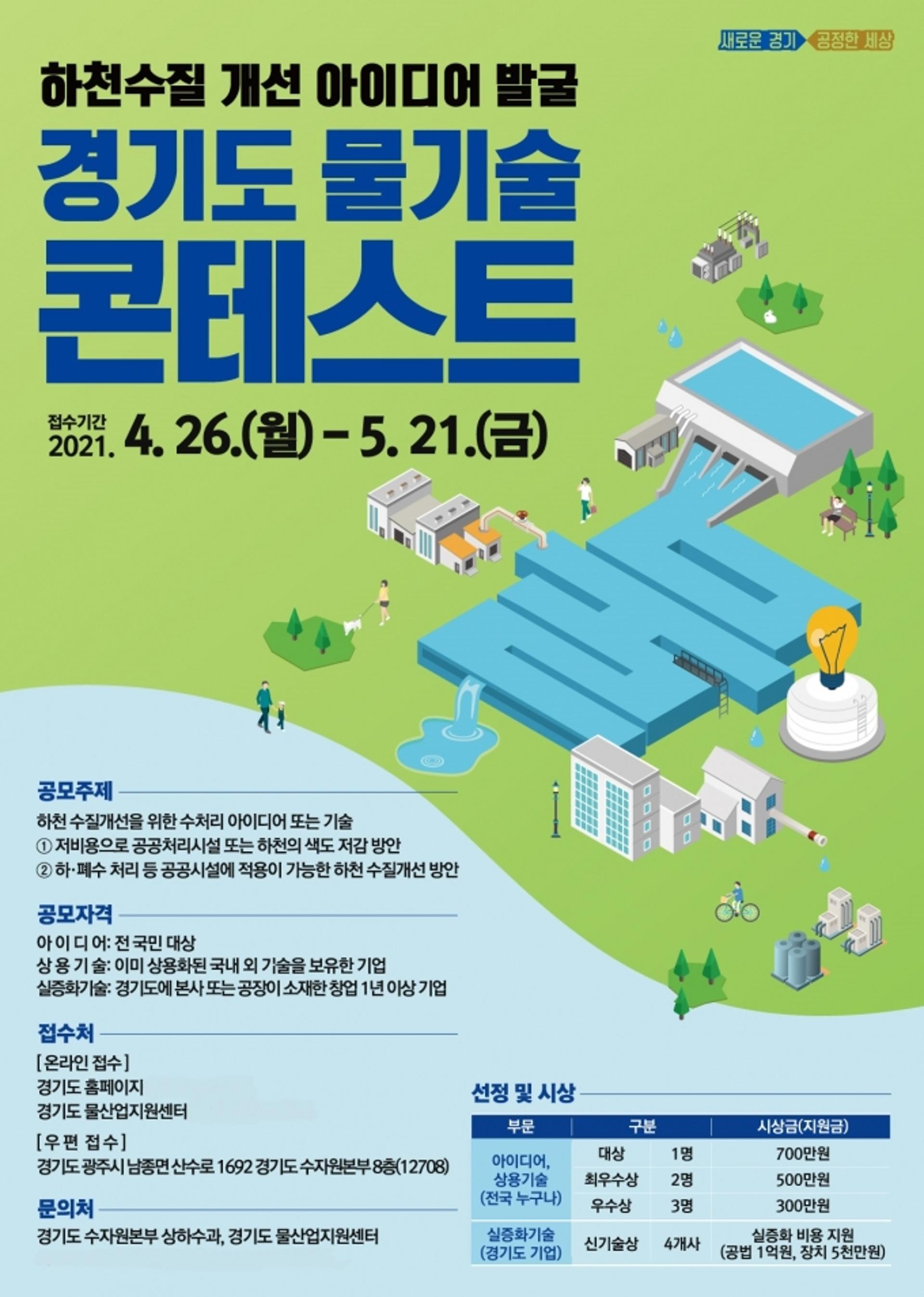 경기도, 하천수질 개선을 위한 ‘물기술 콘테스트’ 개최… 참여자 모집