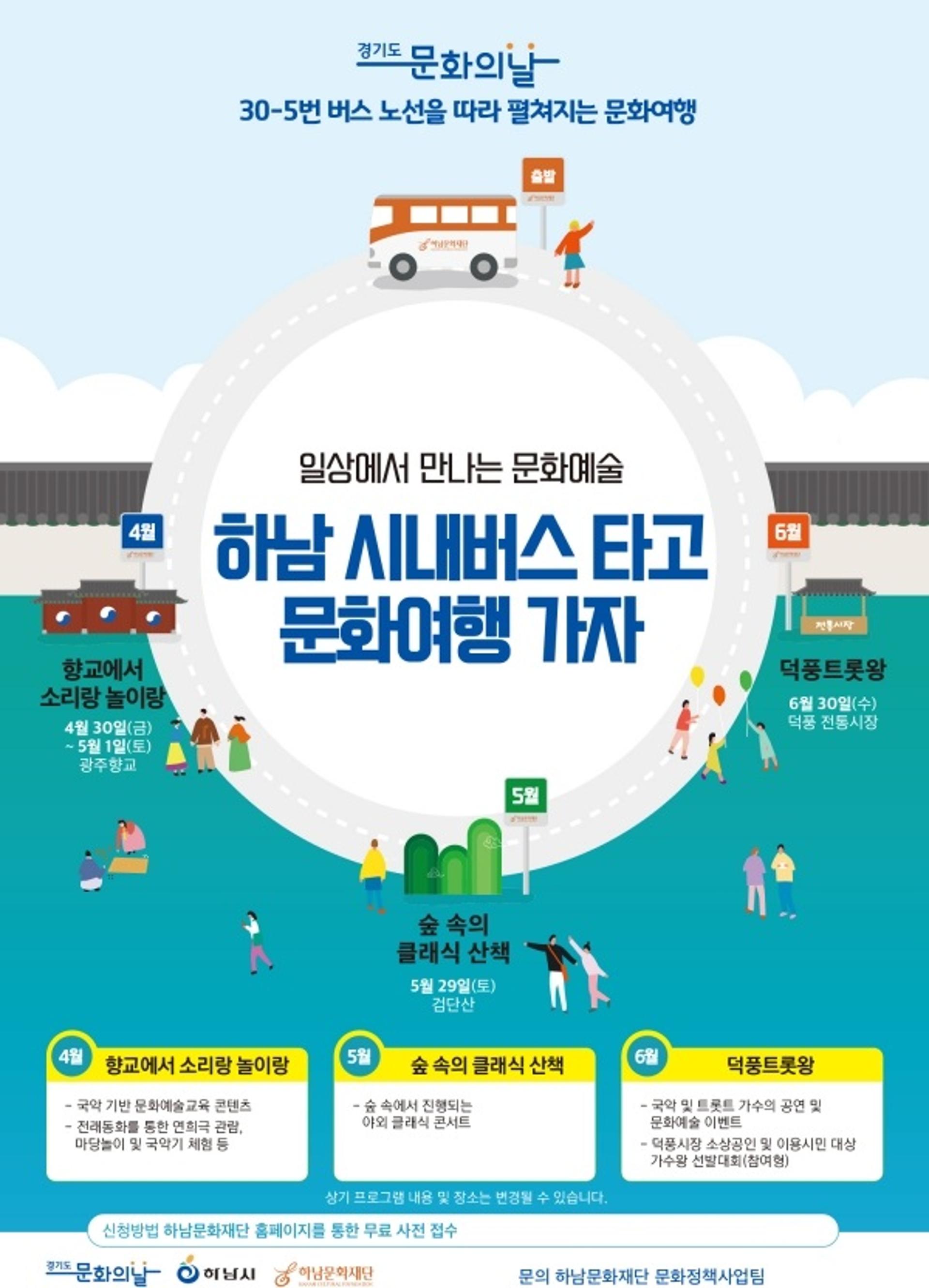 하남문화재단 "30-5번 버스타고 떠나는 문화여행 즐겨요"