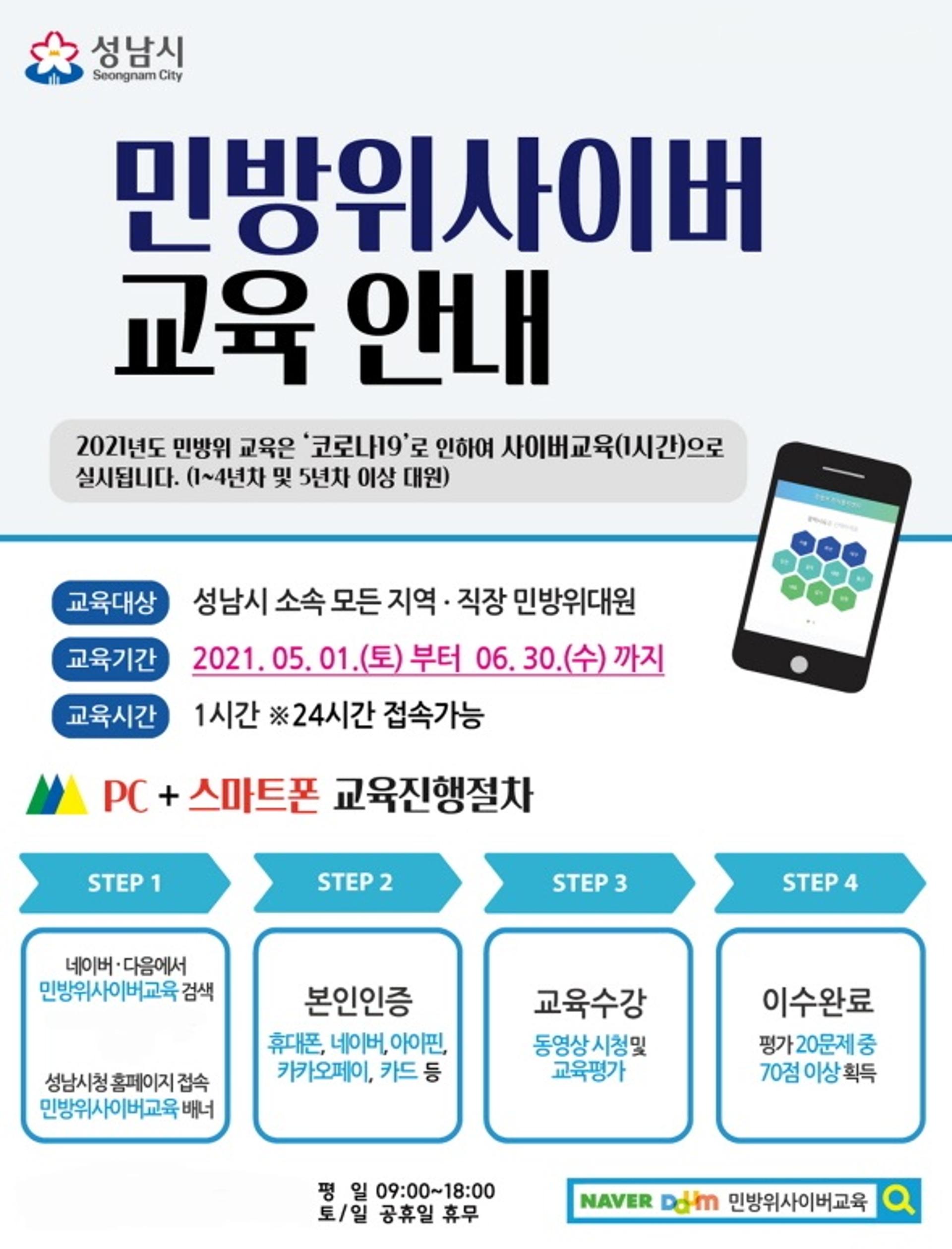 성남시 "6만6247명 민방위교육 '사이버 1시간'으로"