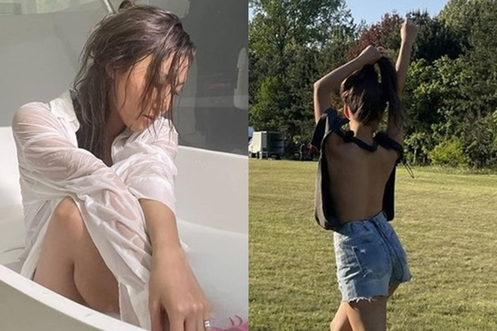 앞만 가린 거야?… 화사, 뒤가 뻥 뚫린 티셔츠 '눈길'