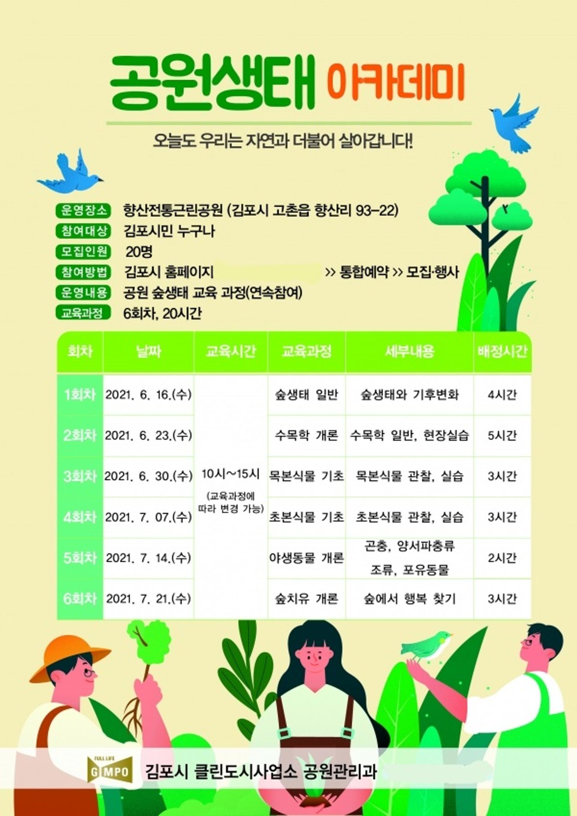 김포시 도시공원, 성인맞춤 프로그램 운영