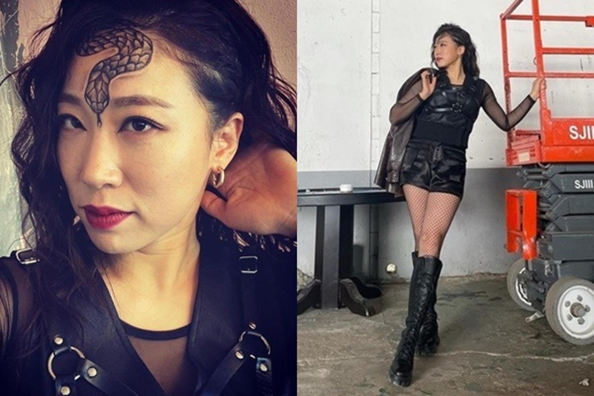 이마에 뱀 타투?… 이미도 시스루룩 '파격'