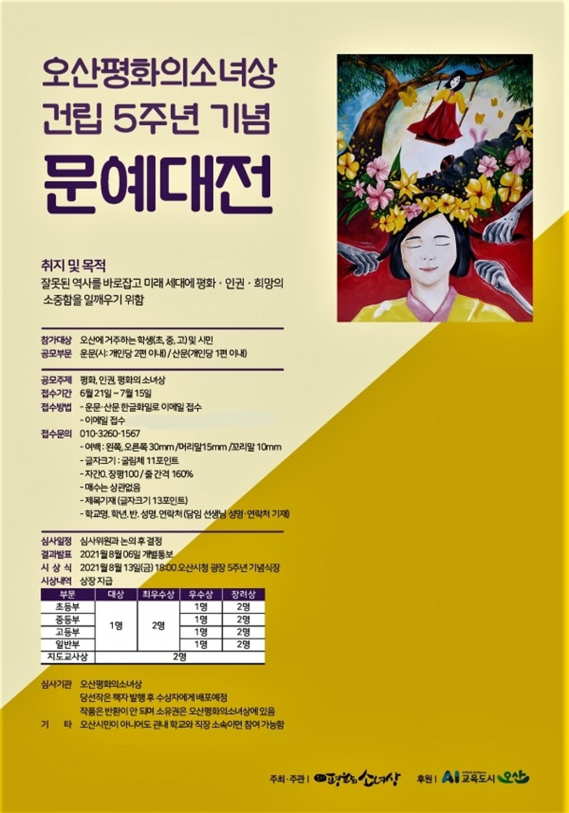 "평화·인권·평화의 소녀상을 알리고 싶어요"…오산평화의소녀상 문예대전 공모