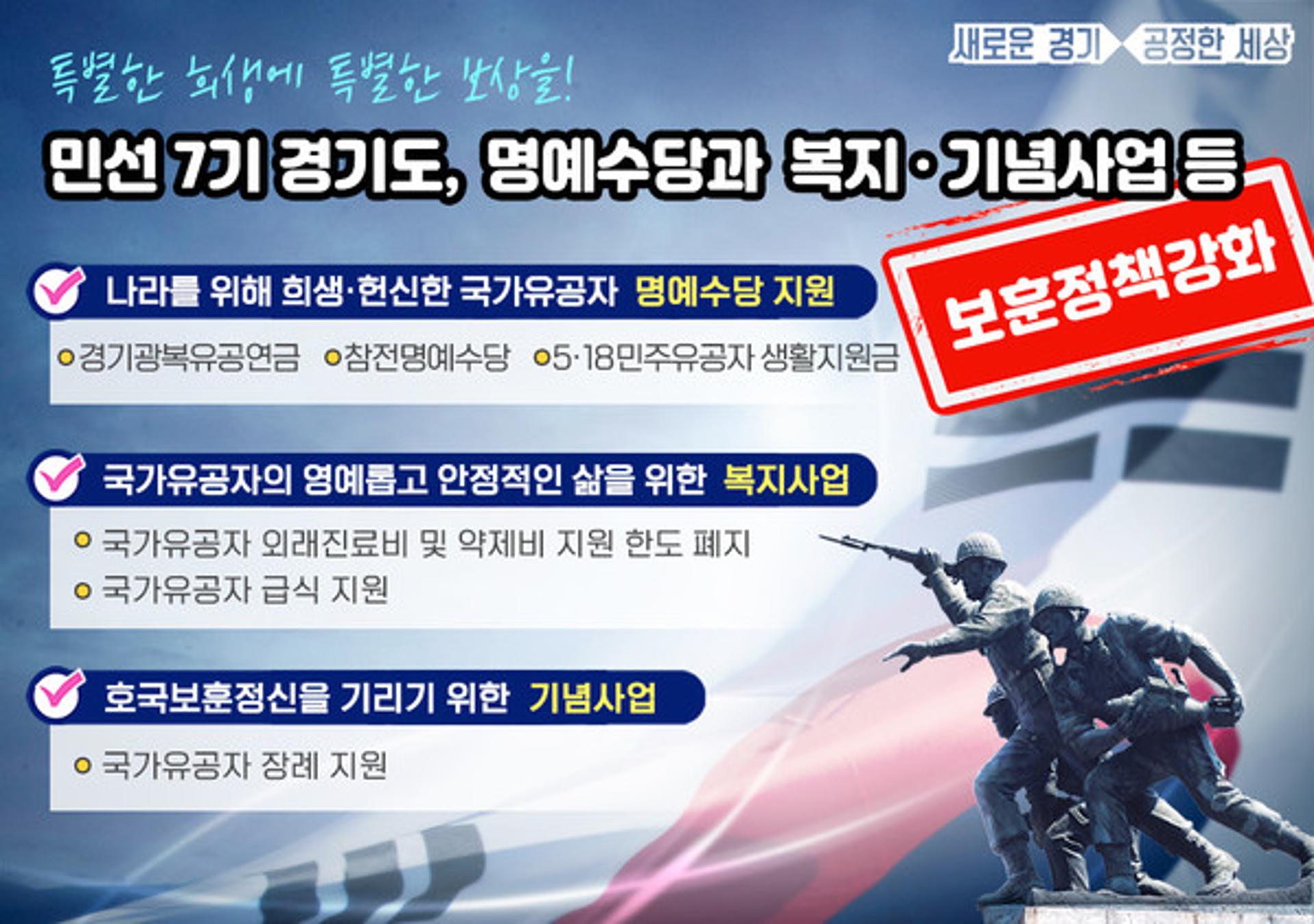 민선 7기 경기도, 명예수당과 복지·기념사업 등 새로운 보훈 정책 선보여