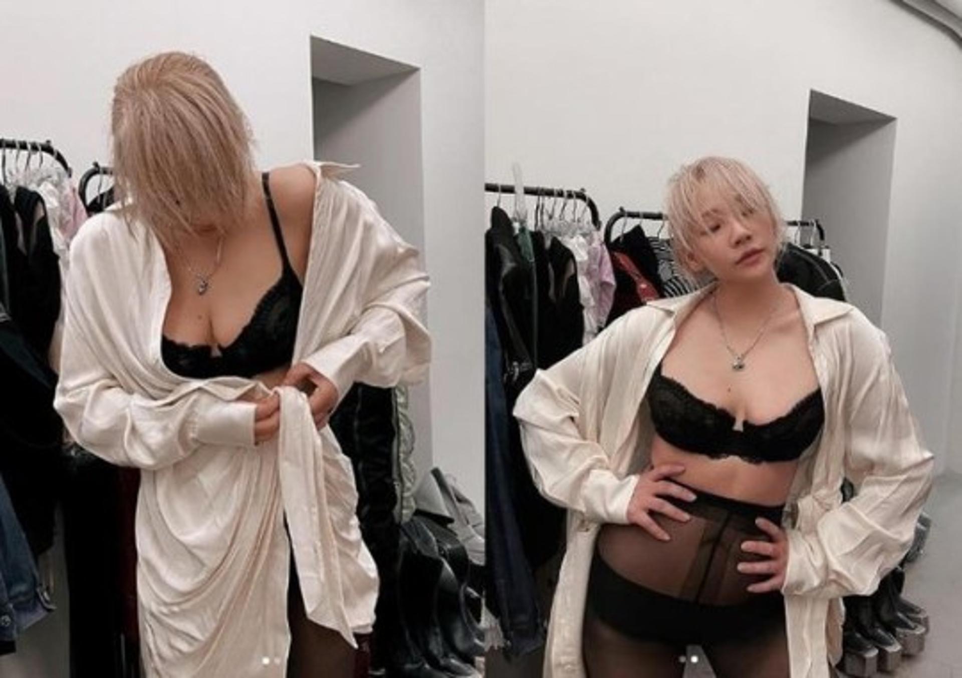 "란제리에 스타킹만?"… 씨엘, 파격패션 '위풍당당'