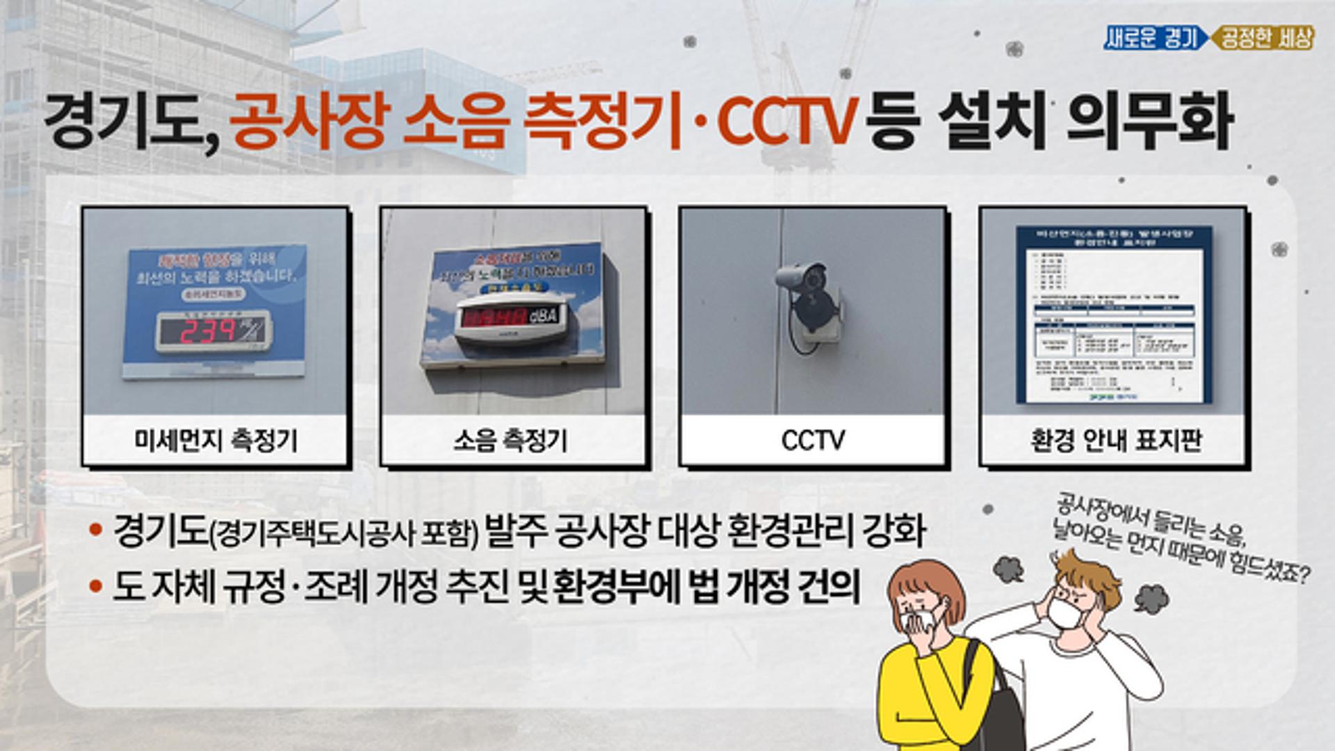 경기도, 1000㎡ 이상 관급공사장 미세먼지·소음측정기·CCTV 설치 의무화