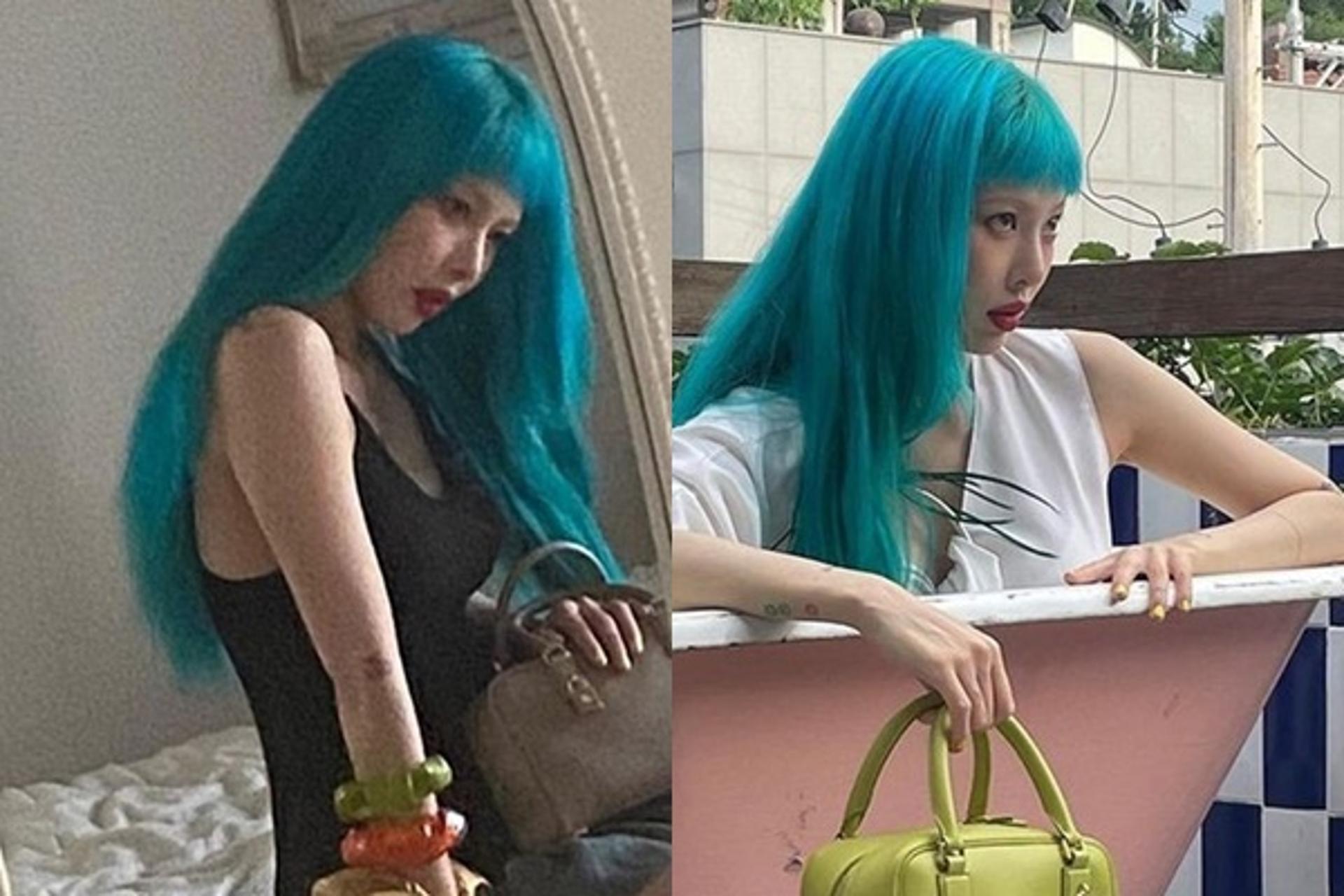 "인간 머메이드?"… 현아, 파란머리 소화력 '대박'