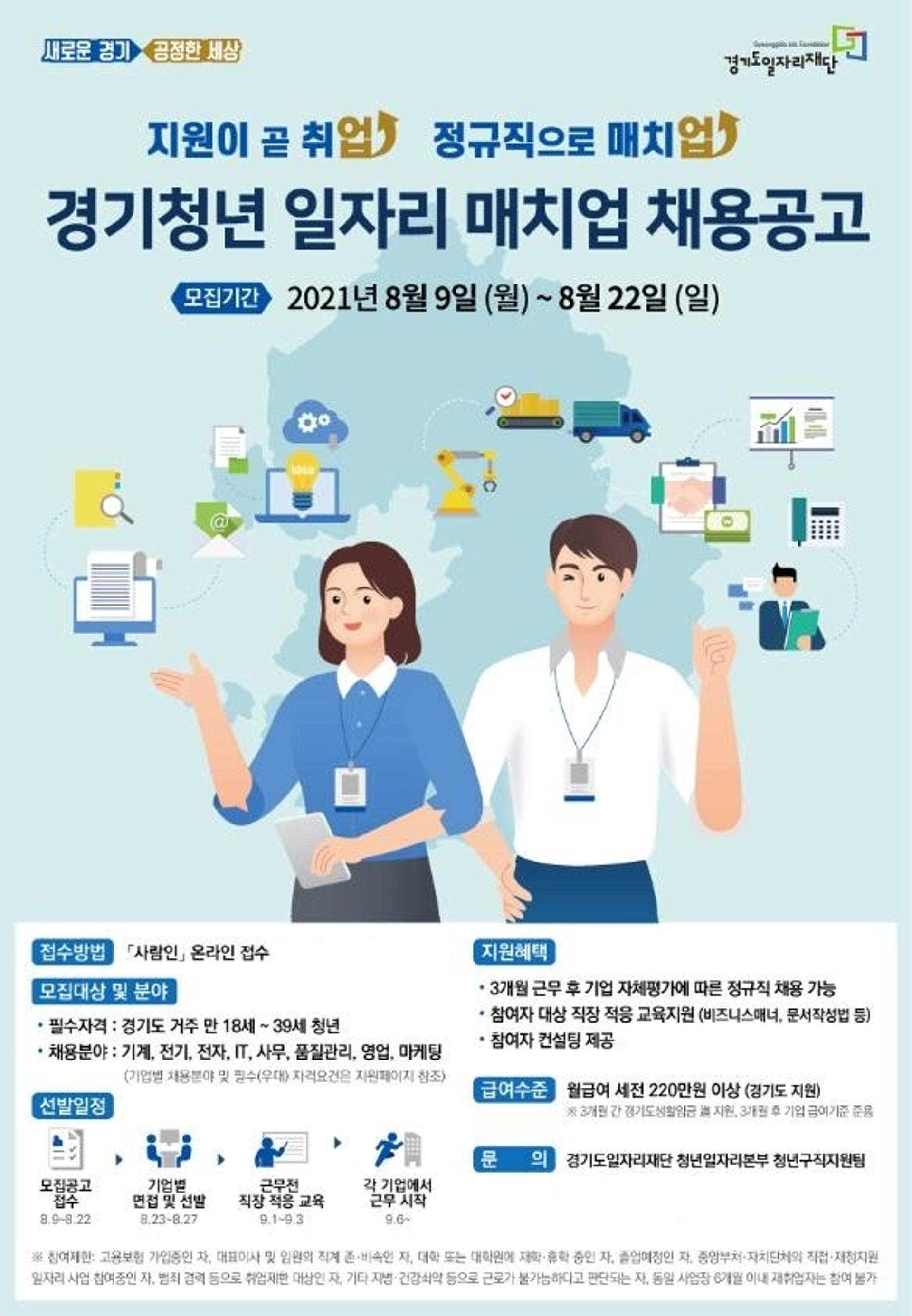 경기도, '경기청년 일자리 매치업 취업지원' 2차 모집…1차의 2배 60명 매칭